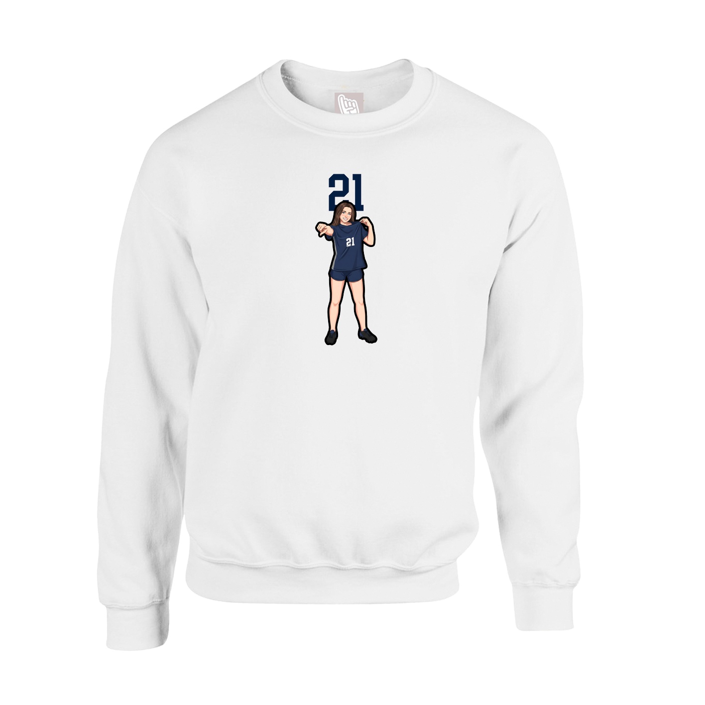 Fleece Crew — Number Top in White