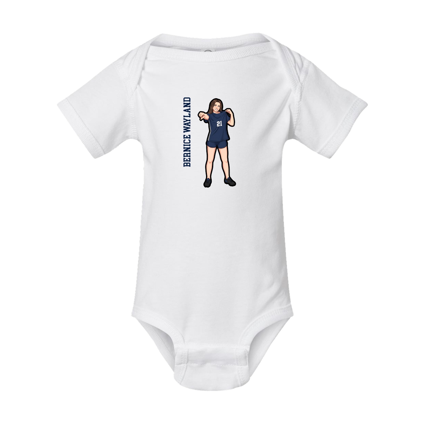 Baby Onesie — Name Vertical in White