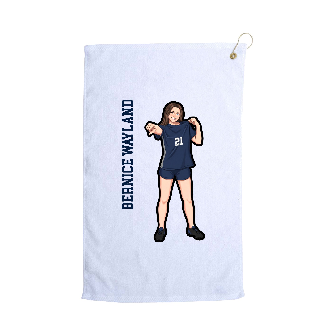 Golf Towel — Name Vertical in White