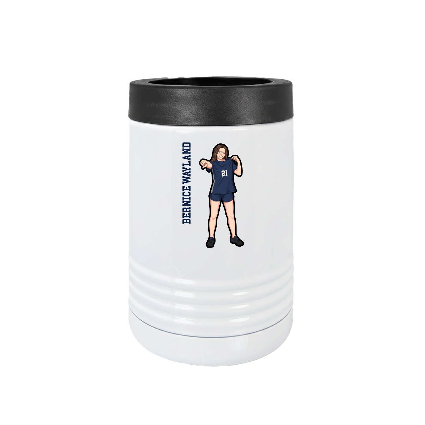 Beverage Holder — Name Vertical in White