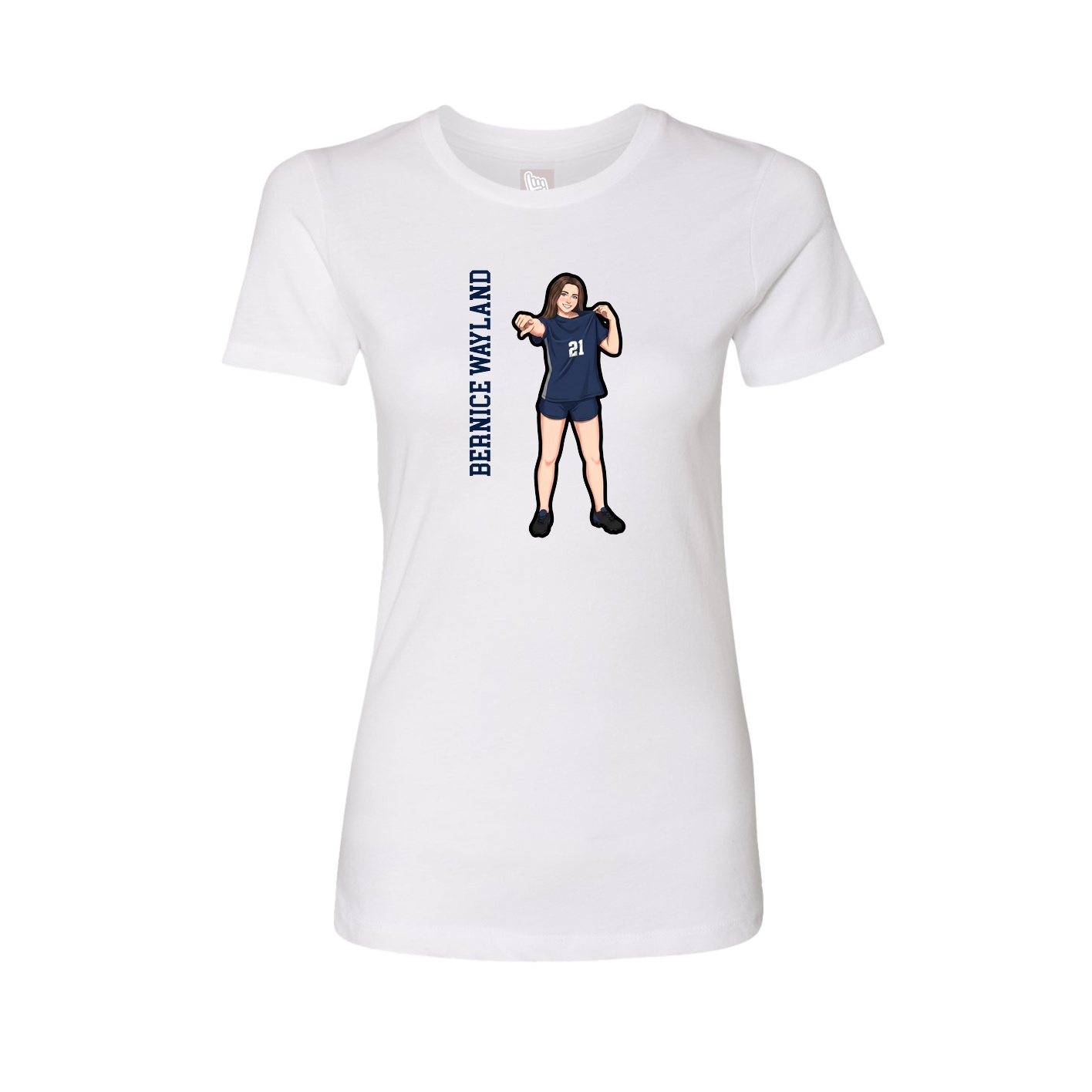 Womens Tee — Name Vertical in White