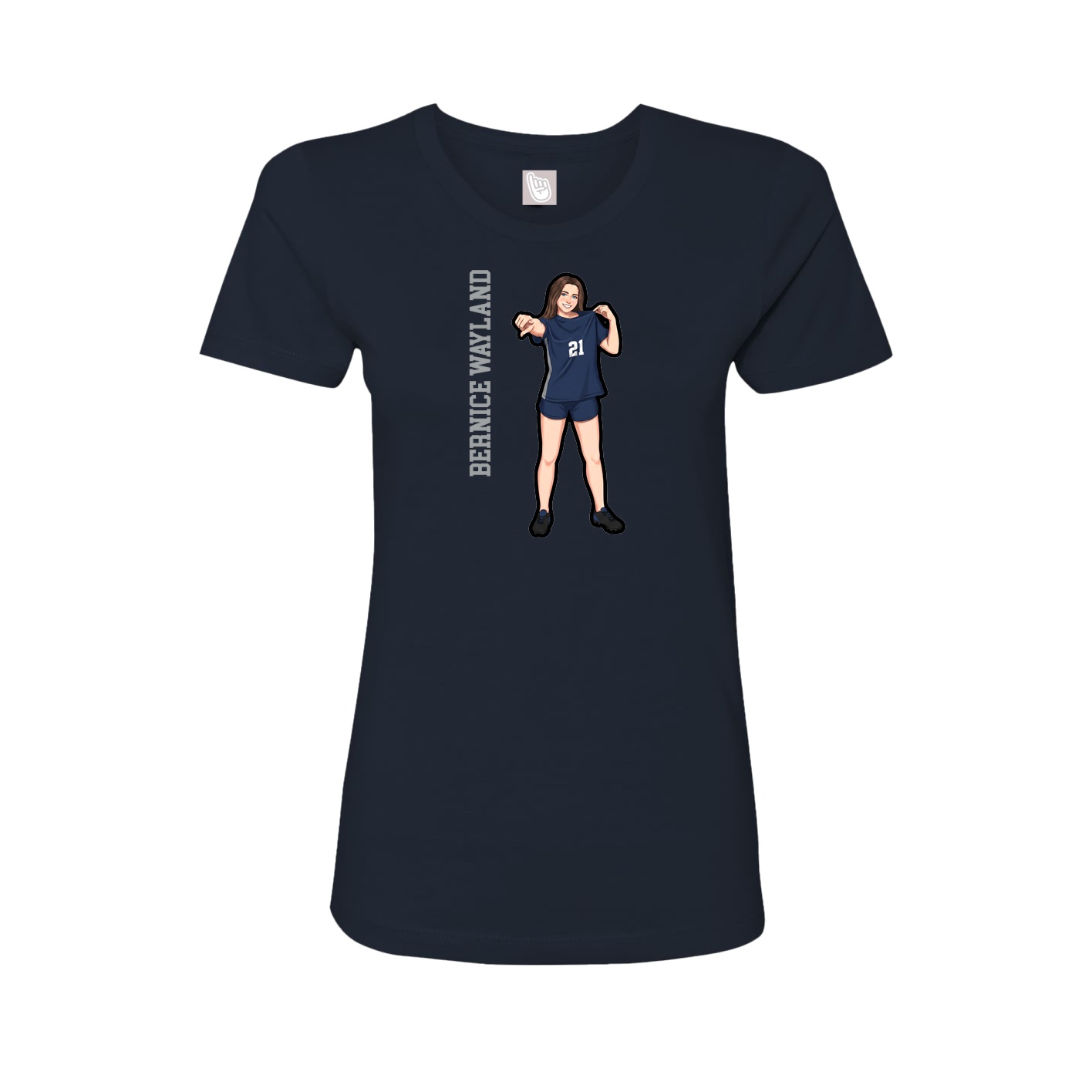 Fitted Women's Tee — Name Vertical in Navy