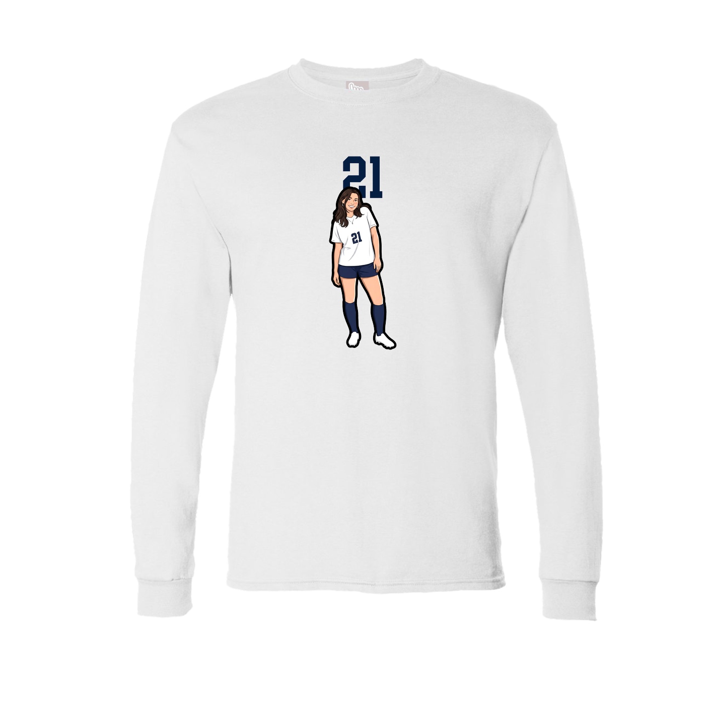 Long Sleeve Tee — Number Top in White