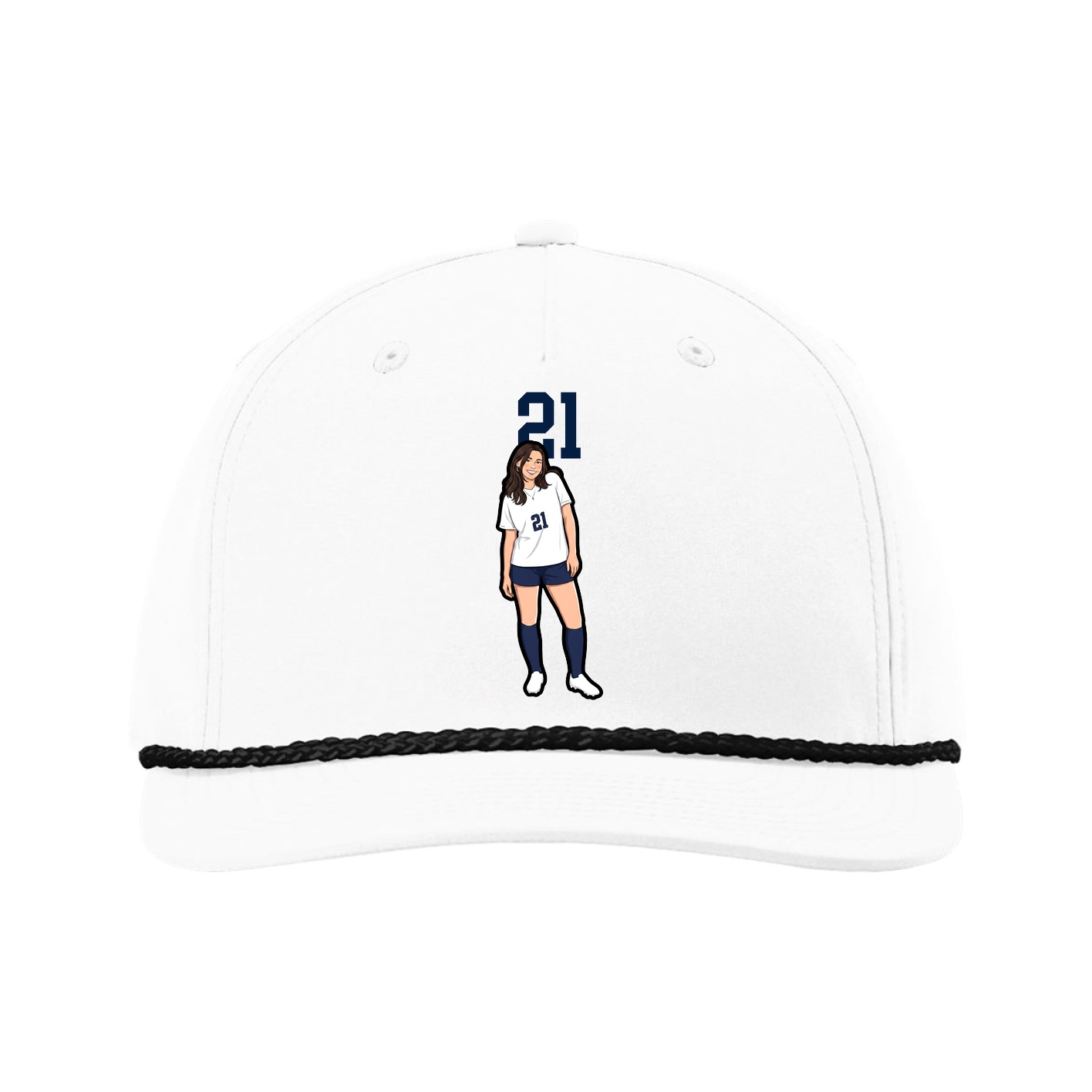 Five-Panel Classic Rope Cap — Number Top in White