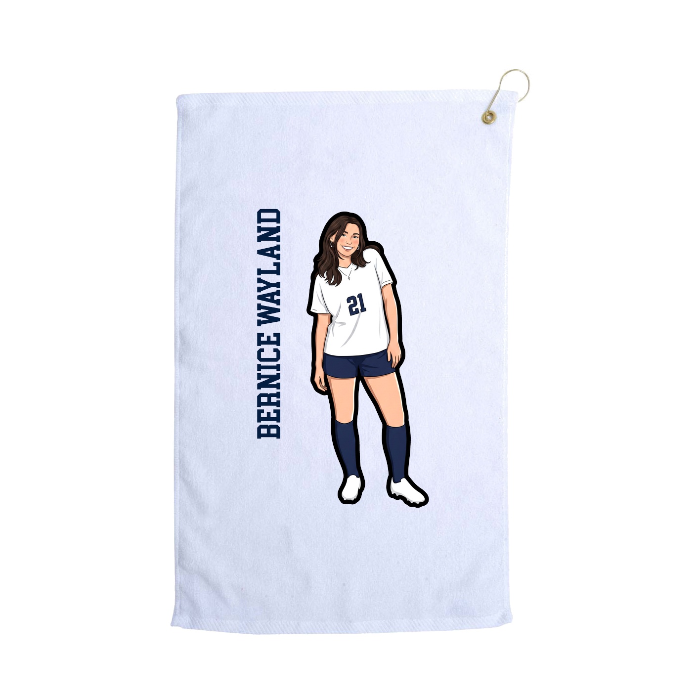 Golf Towel — Name Vertical in White