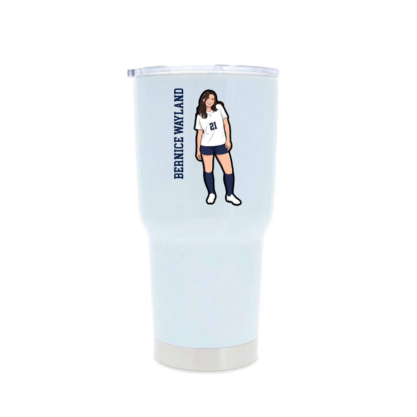30oz Stainless Steel Tumbler — Name Vertical in White