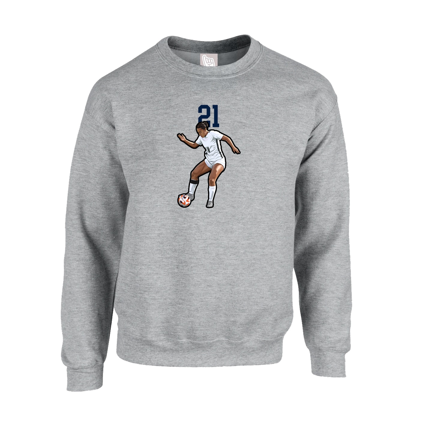 Fleece Crew — Number Top in Grey
