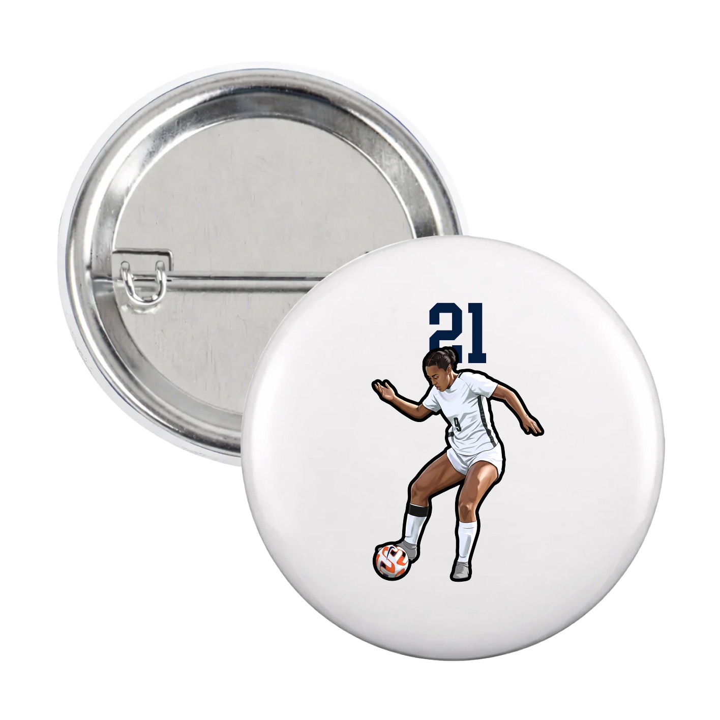 Game Day Button — Number Top in White