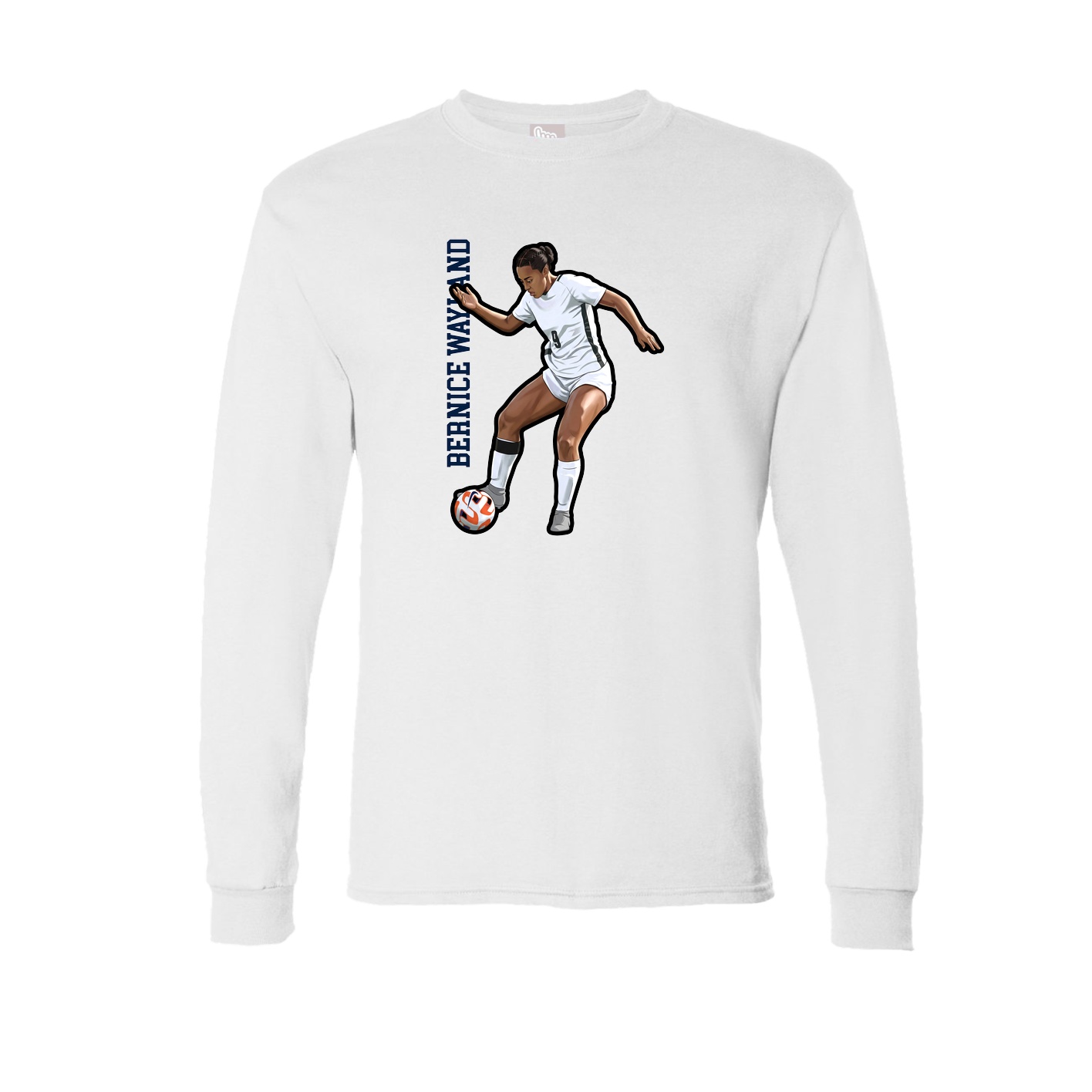 Long Sleeve Tee — Name Vertical in White