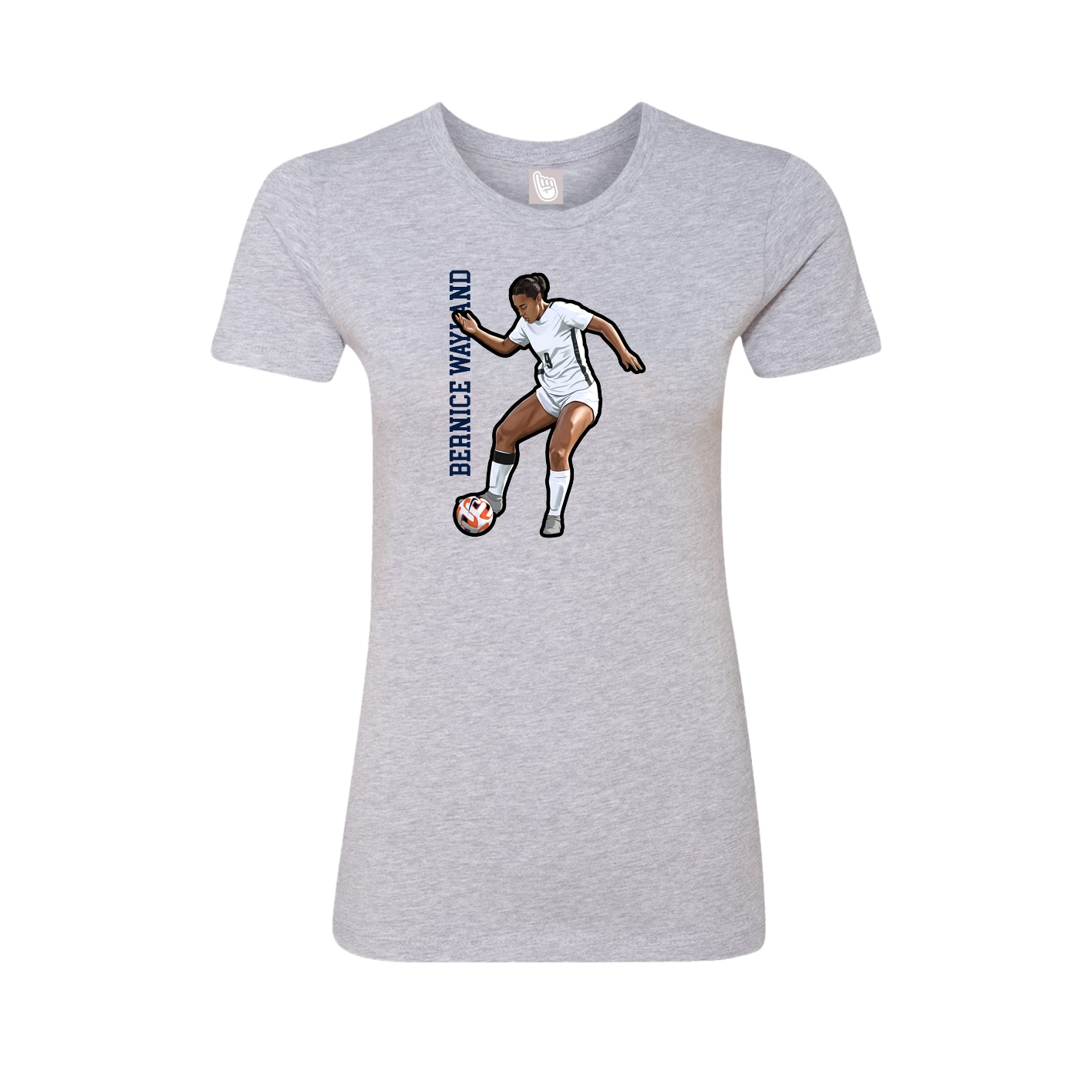 Fitted Women's Tee — Name Vertical in Grey