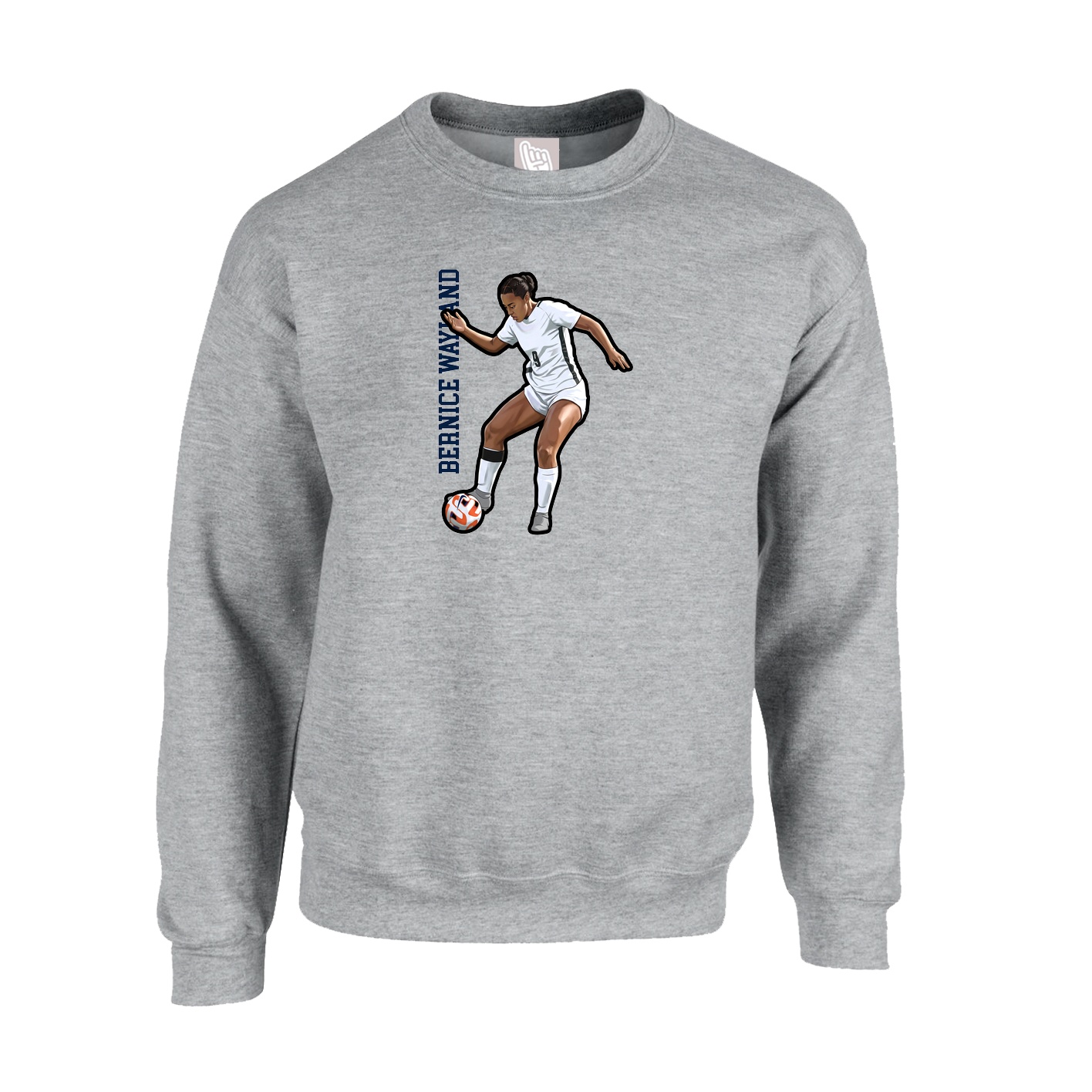 Fleece Crew — Name Vertical in Grey