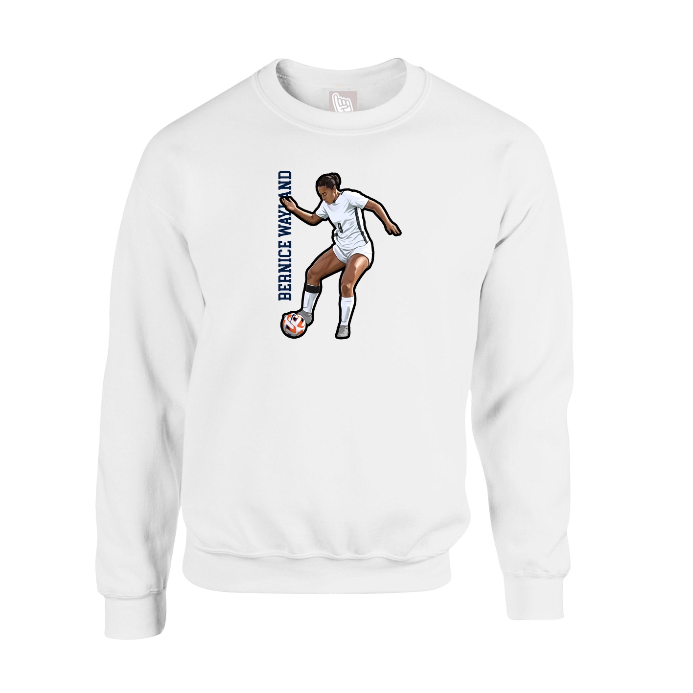 Fleece Crew — Name Vertical in White