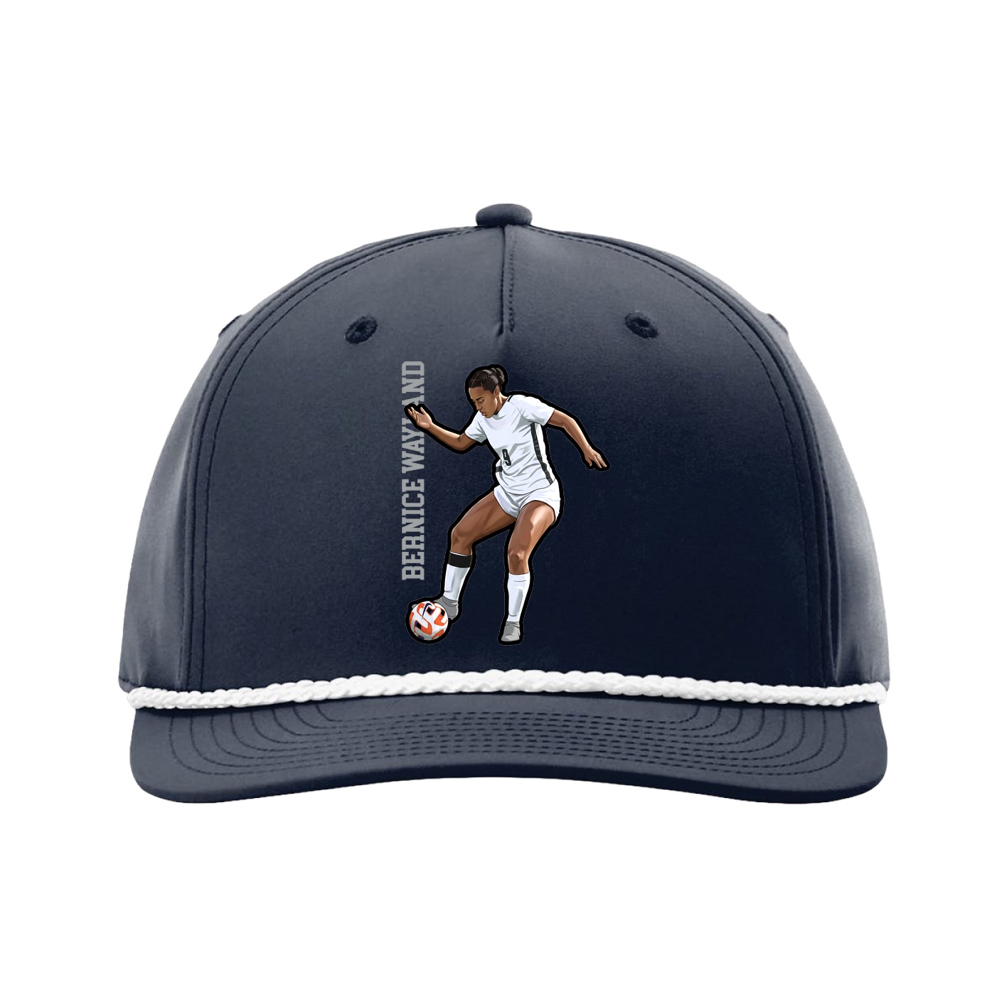 Five-Panel Classic Rope Cap — Name Vertical in Navy