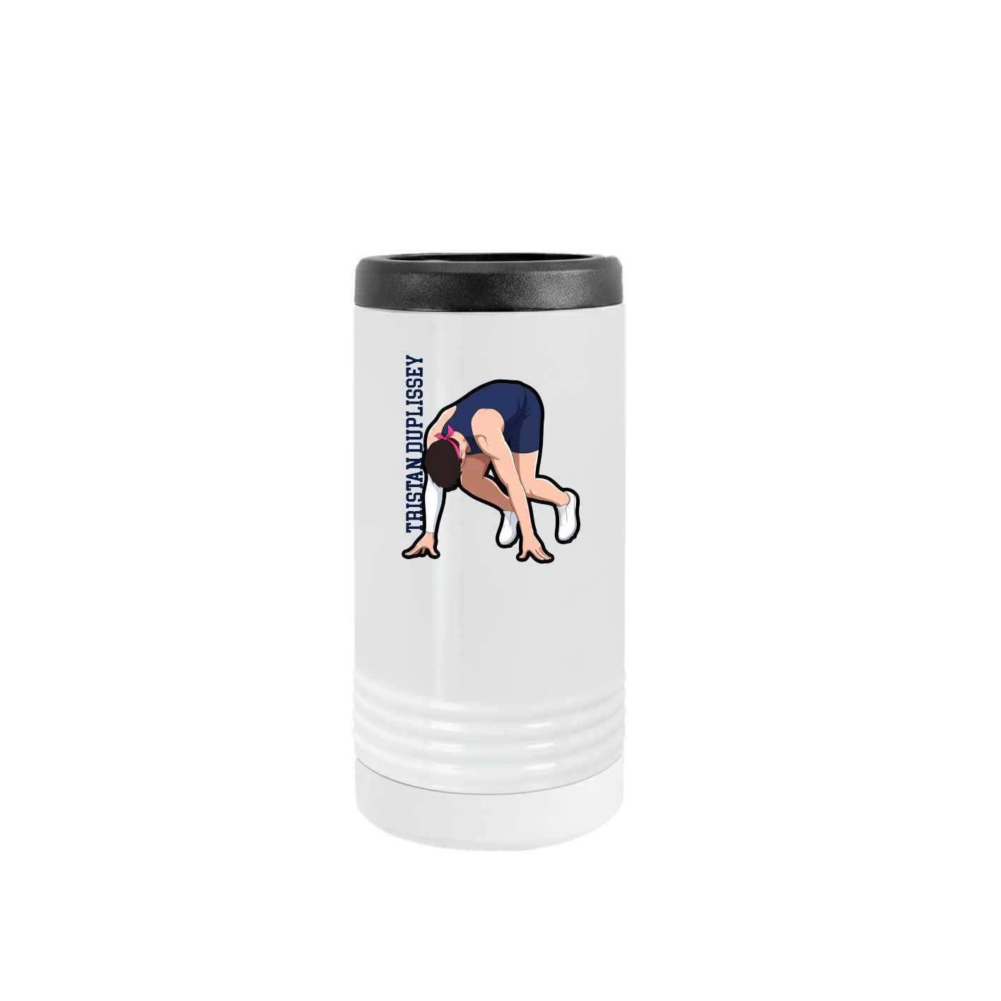 Slim Beverage Holder — Name Vertical in White