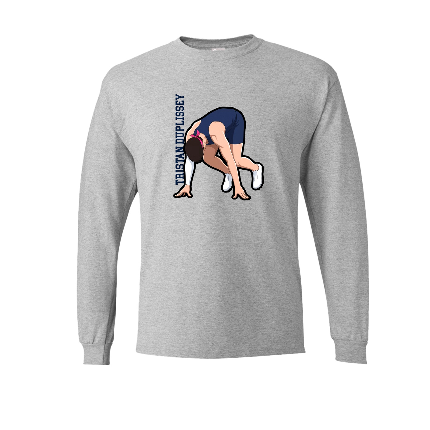 Long Sleeve Tee — Name Vertical in Grey
