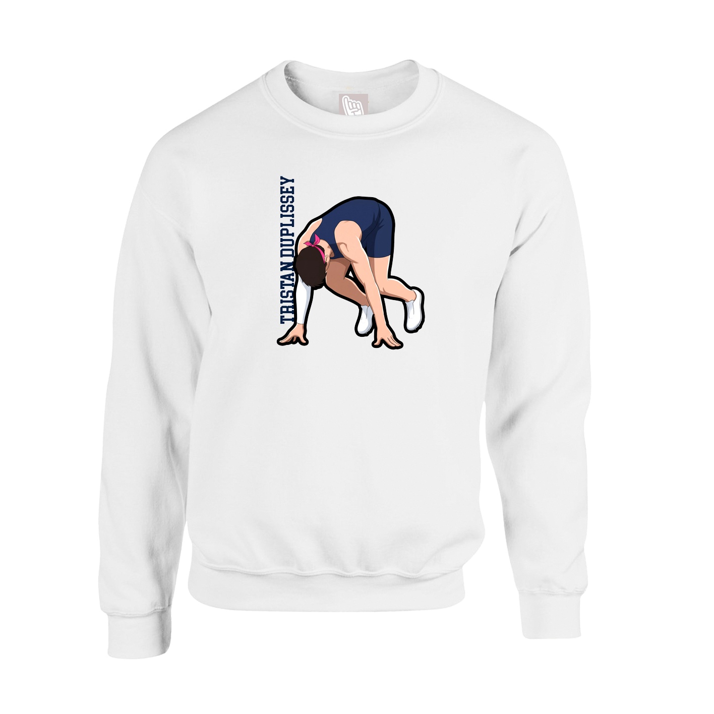 Fleece Crew — Name Vertical in White