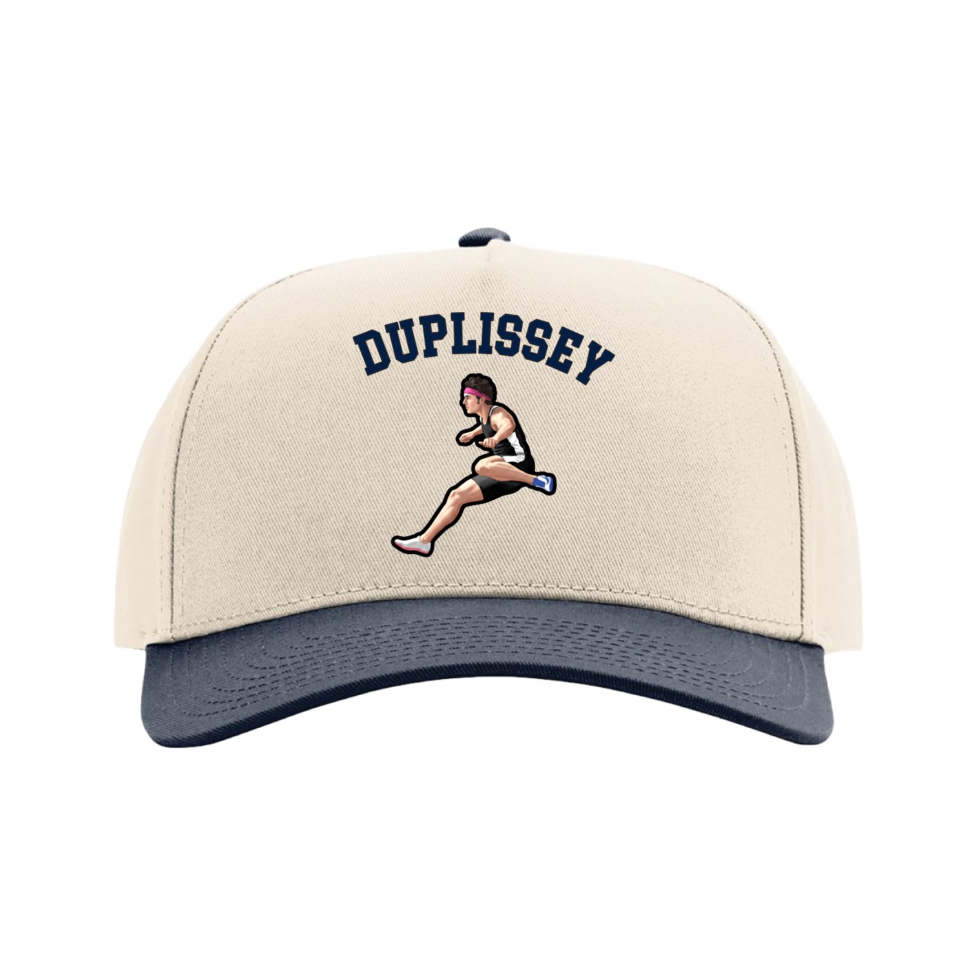 Full Fabric Five-Panel Champ Cap — Shirsey Arch in Cream/Navy