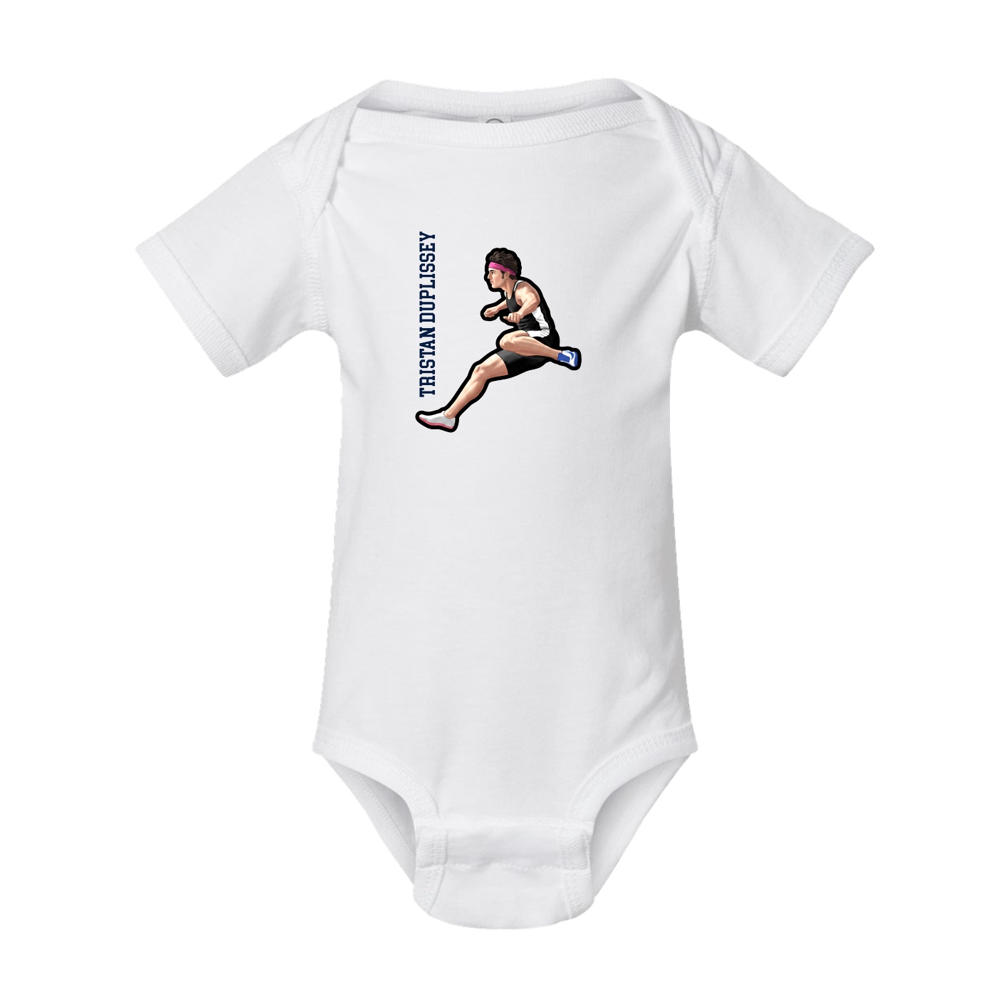 Baby Onesie — Name Vertical in White