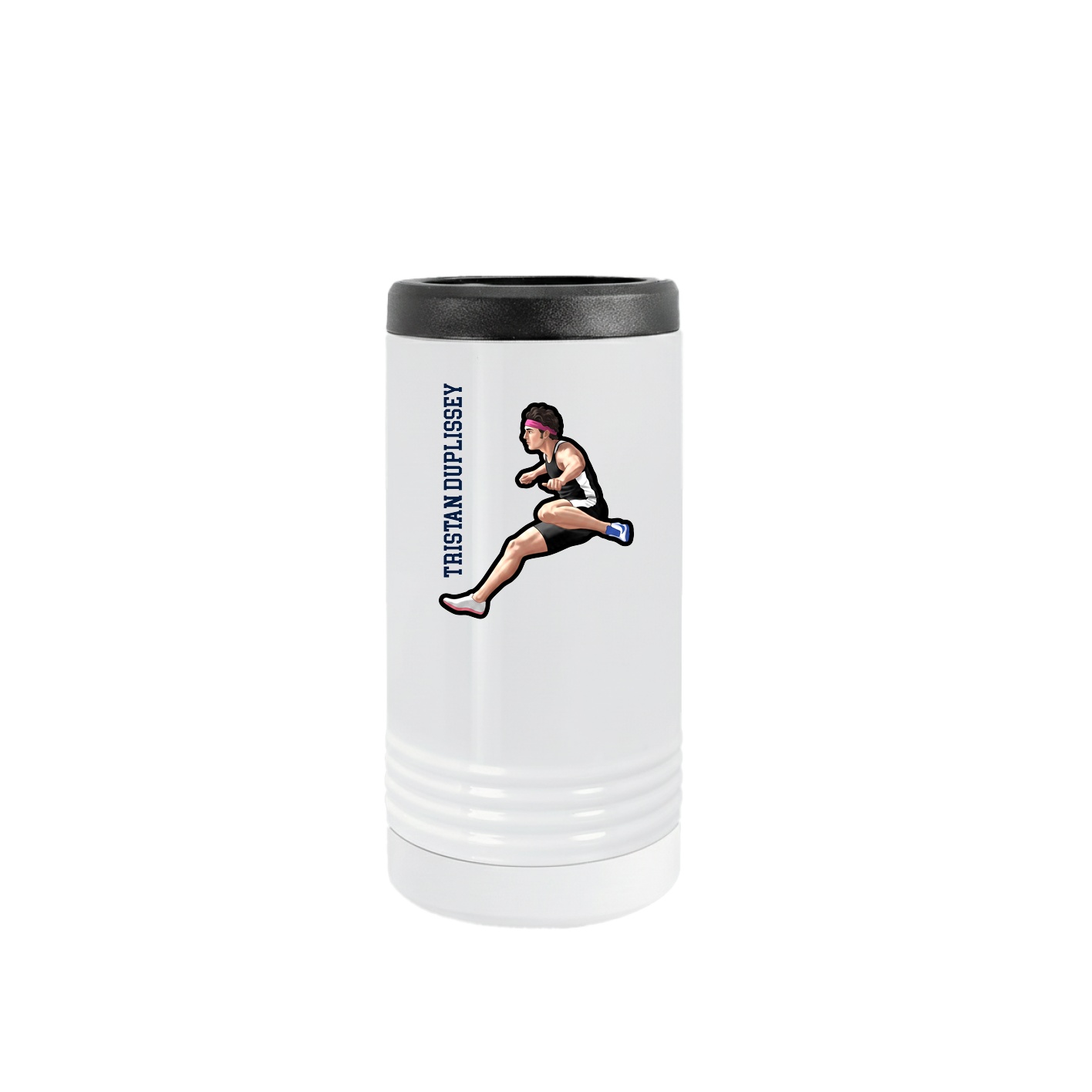 Slim Beverage Holder — Name Vertical in White