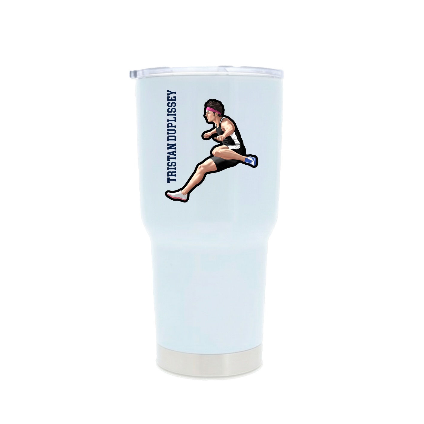 30oz Stainless Steel Tumbler — Name Vertical in White