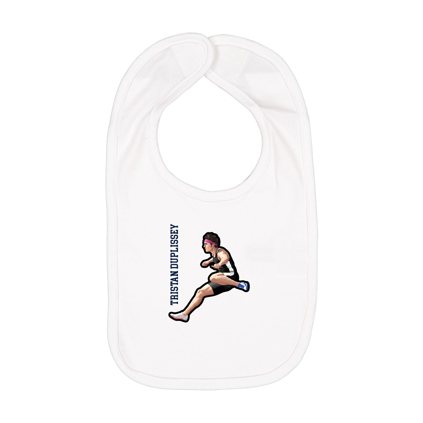 Infant Bib — Name Vertical in White