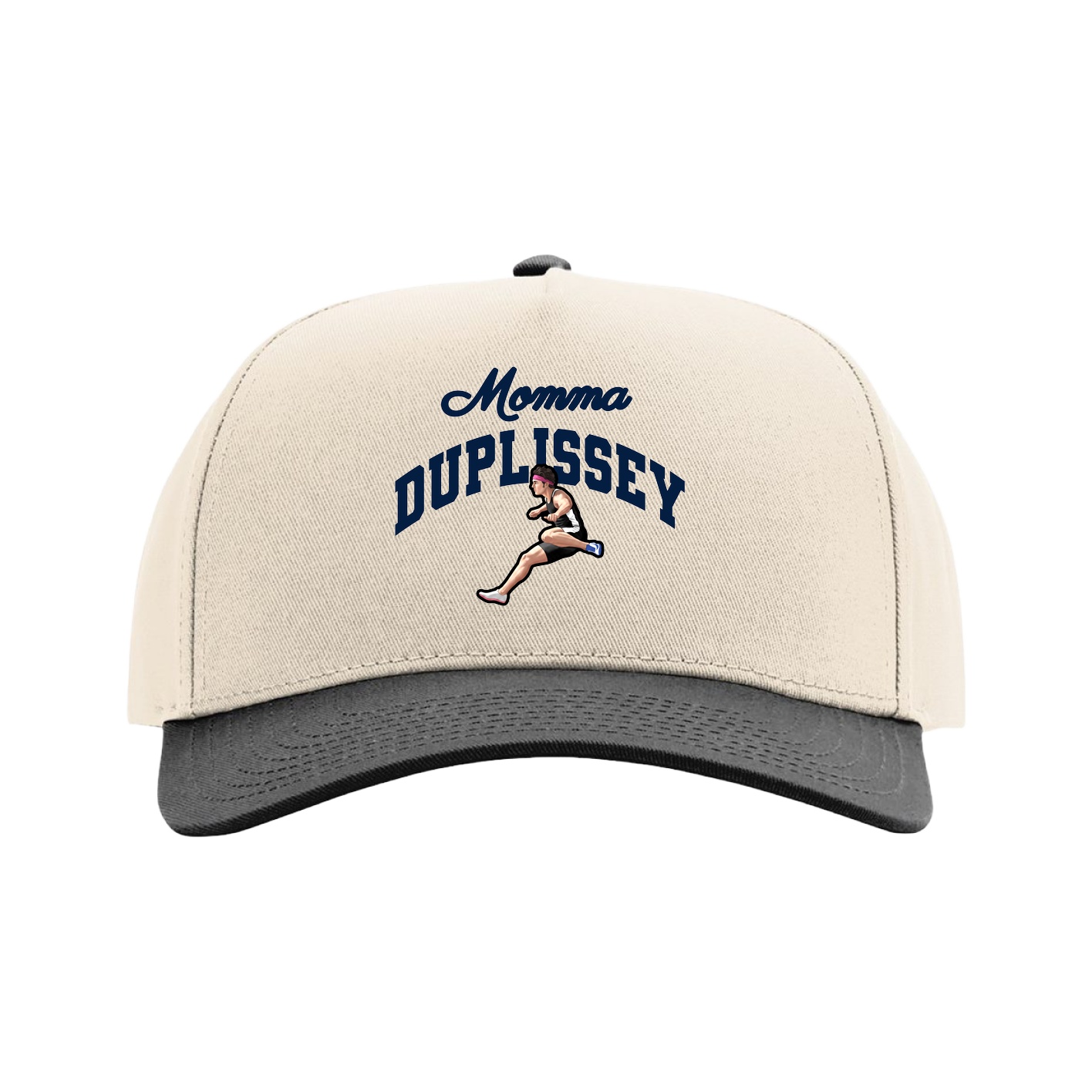 Full Fabric Five-Panel Champ Cap — Mothers Day Arch in Cream/Black