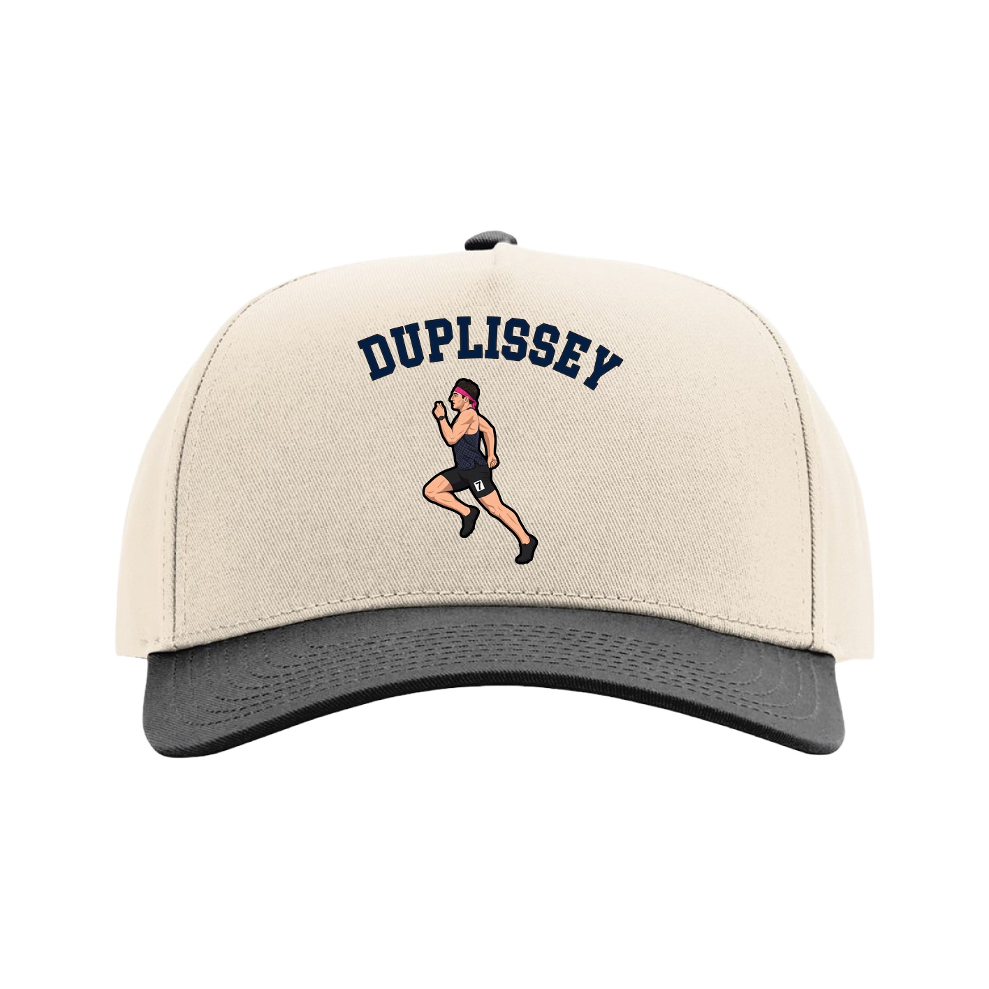 Full Fabric Five-Panel Champ Cap — Shirsey Arch in Cream/Black