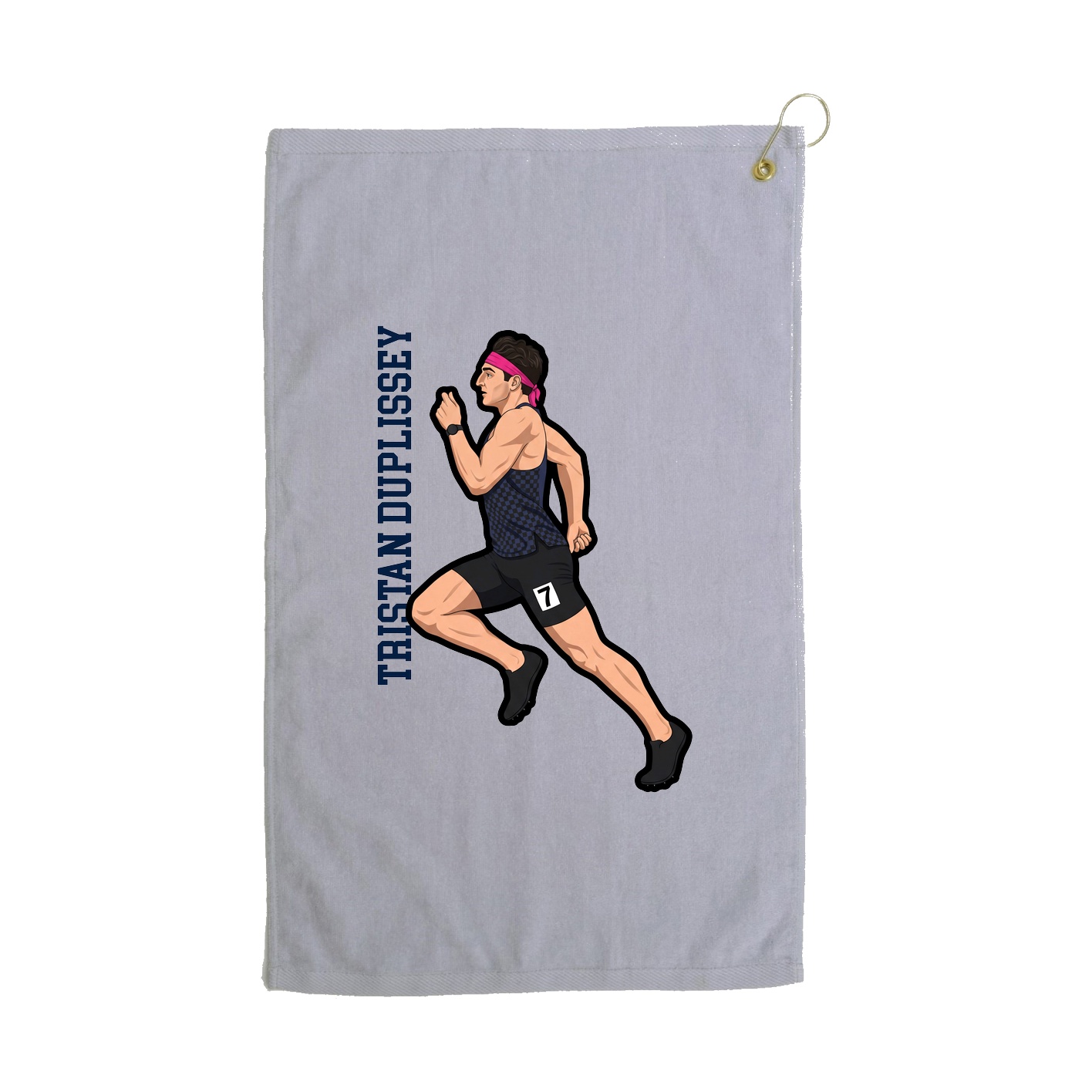 Golf Towel — Name Vertical in Grey