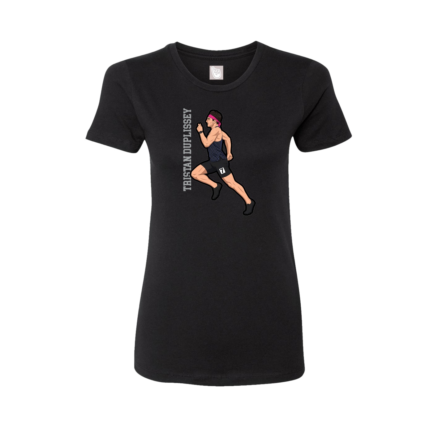 Womens Tee — Name Vertical in Black