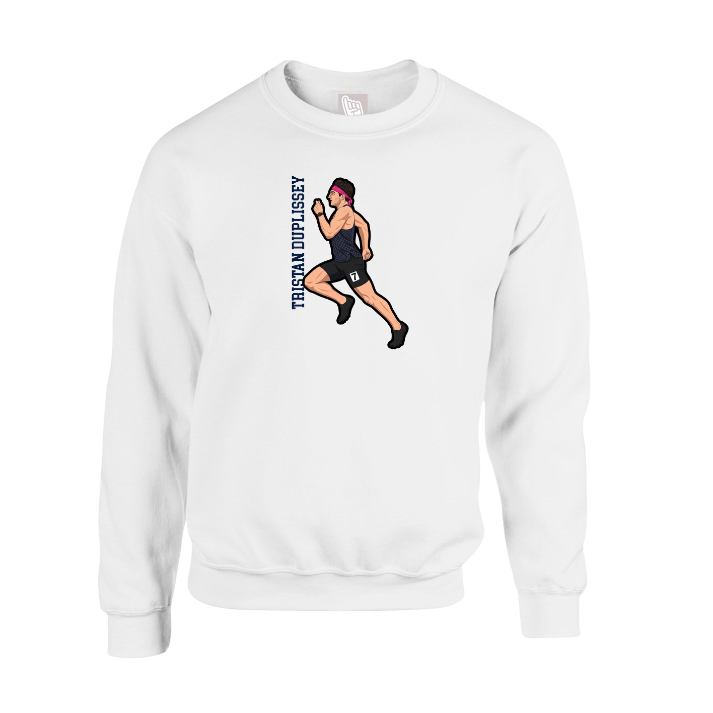 Fleece Crew — Name Vertical in White