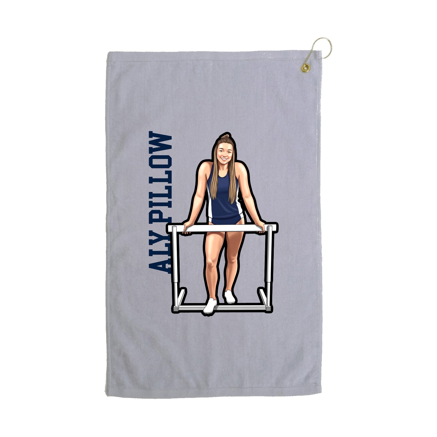 Golf Towel — Name Vertical in Grey
