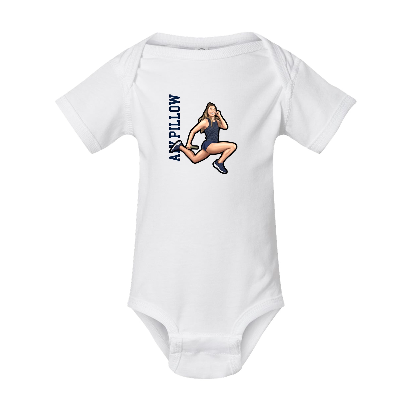 Baby Onesie — Name Vertical in White