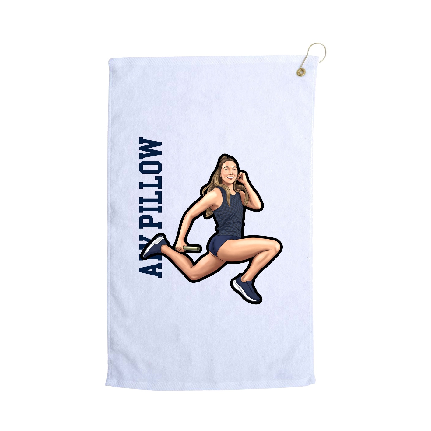 Golf Towel — Name Vertical in White