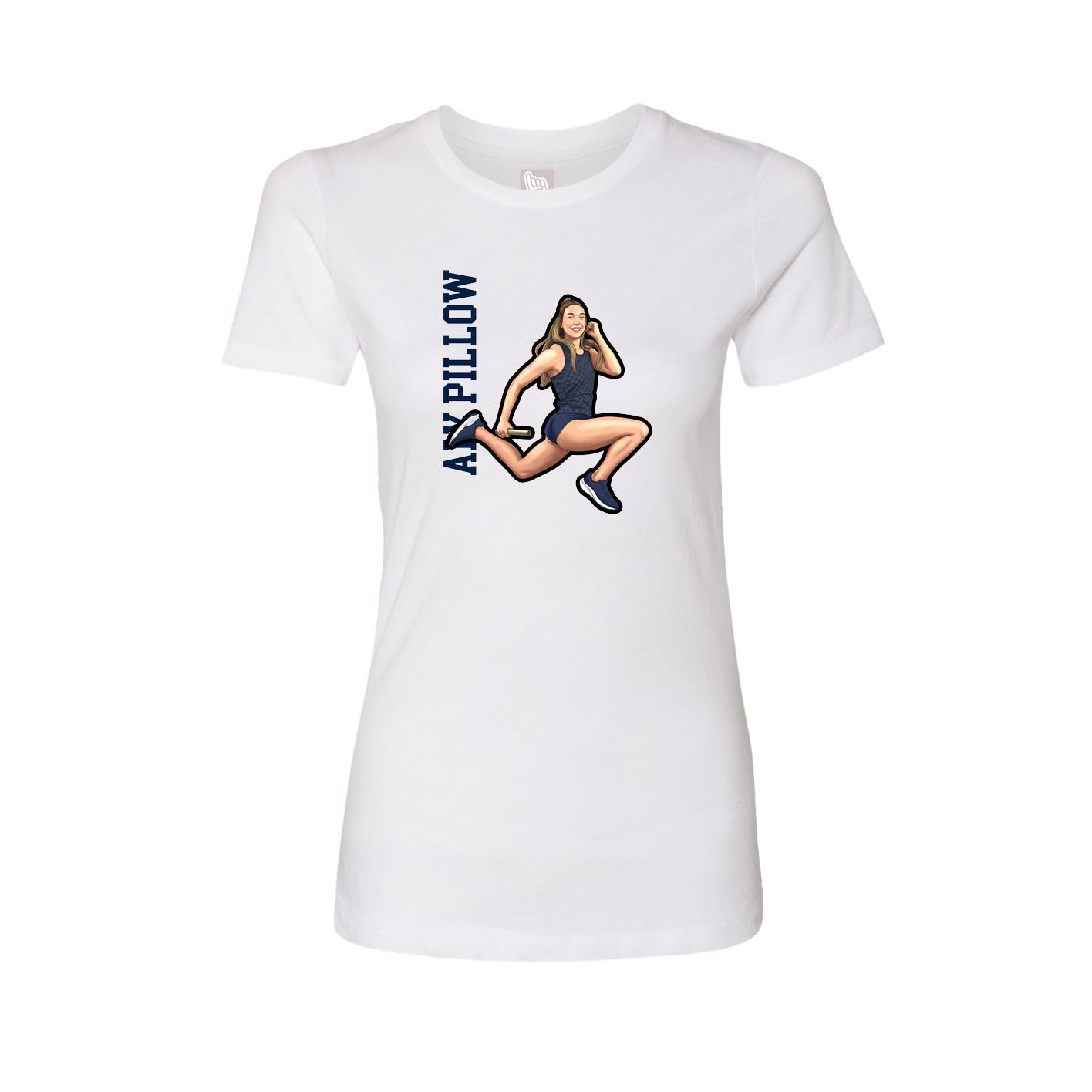 Womens Tee — Name Vertical in White