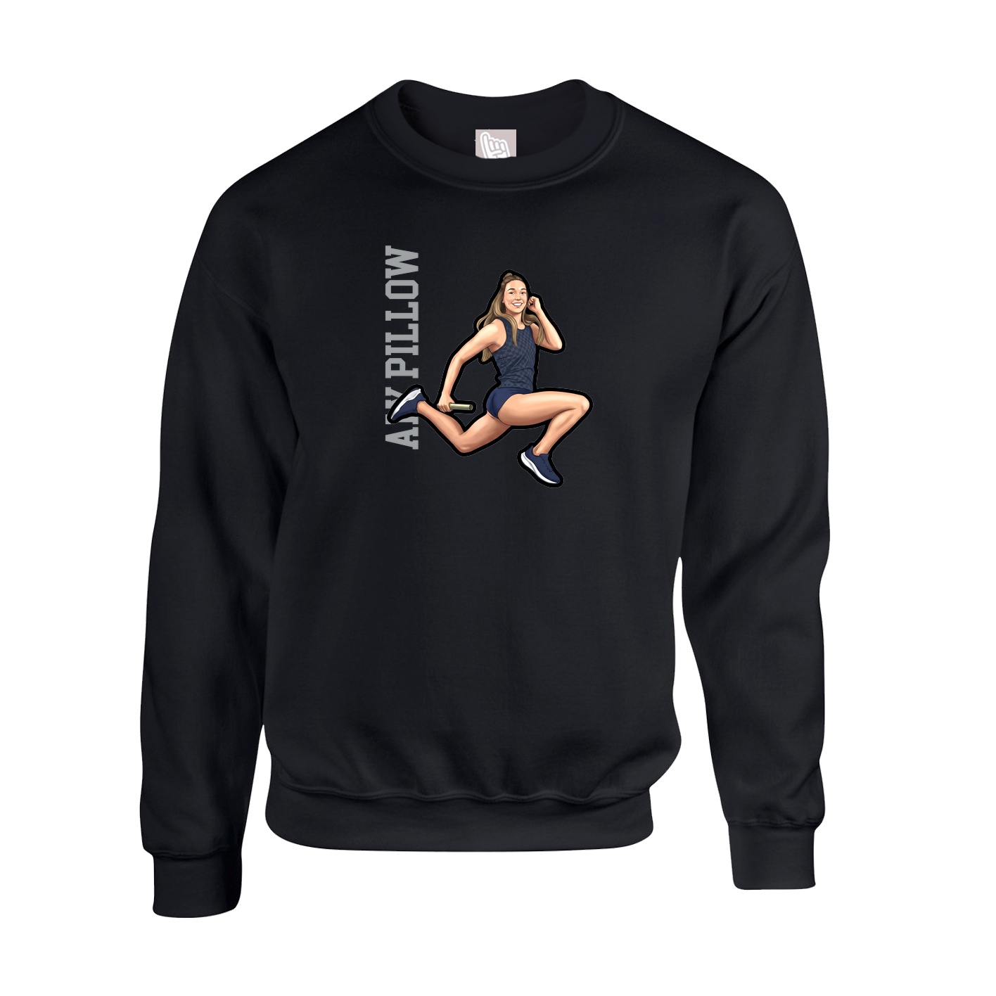 Fleece Crew — Name Vertical in Black