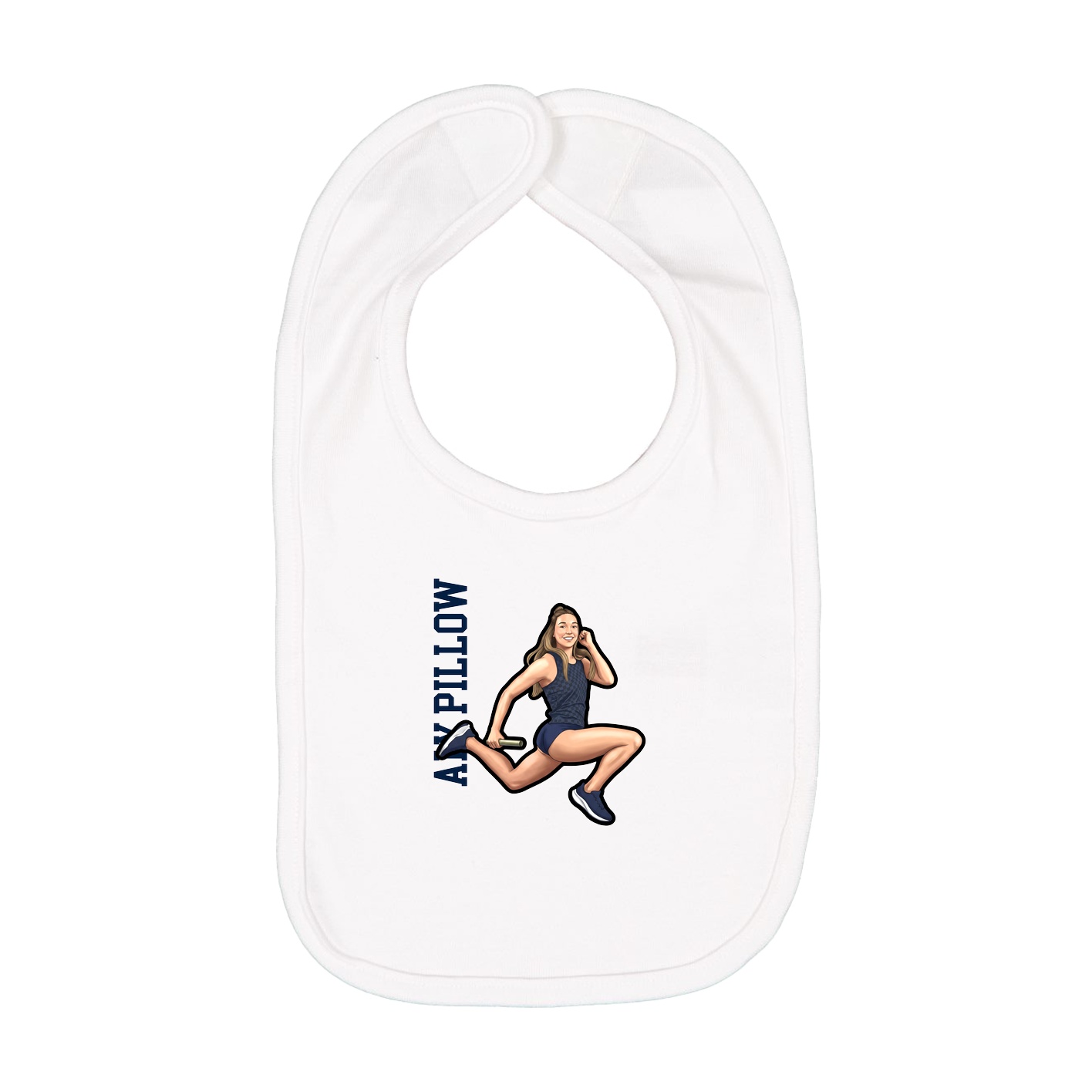 Infant Bib — Name Vertical in White