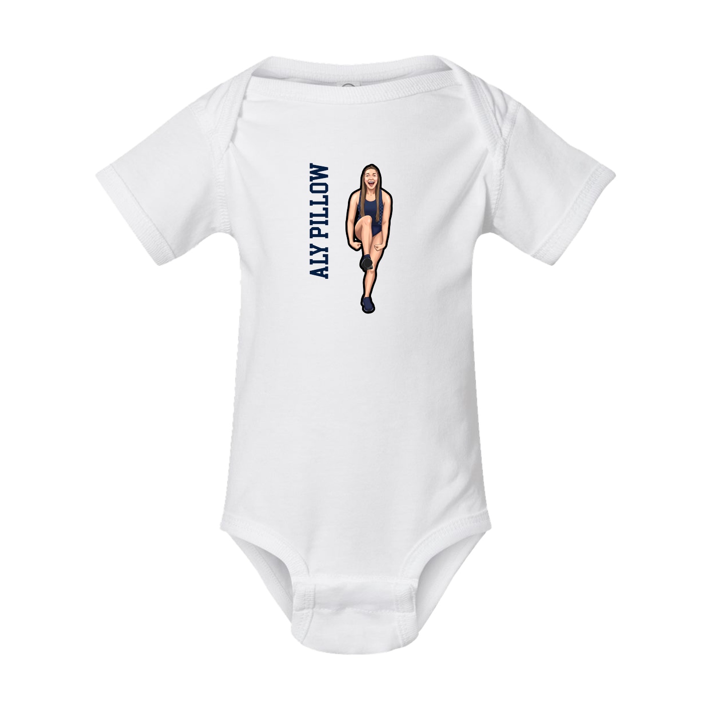 Baby Onesie — Name Vertical in White