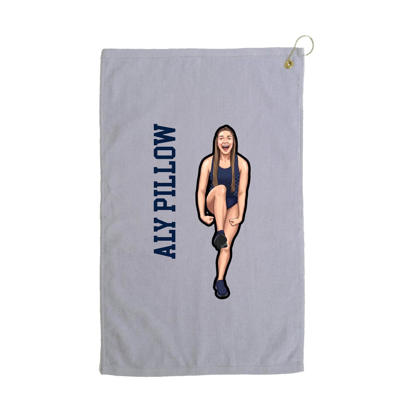 Golf Towel — Name Vertical in Grey