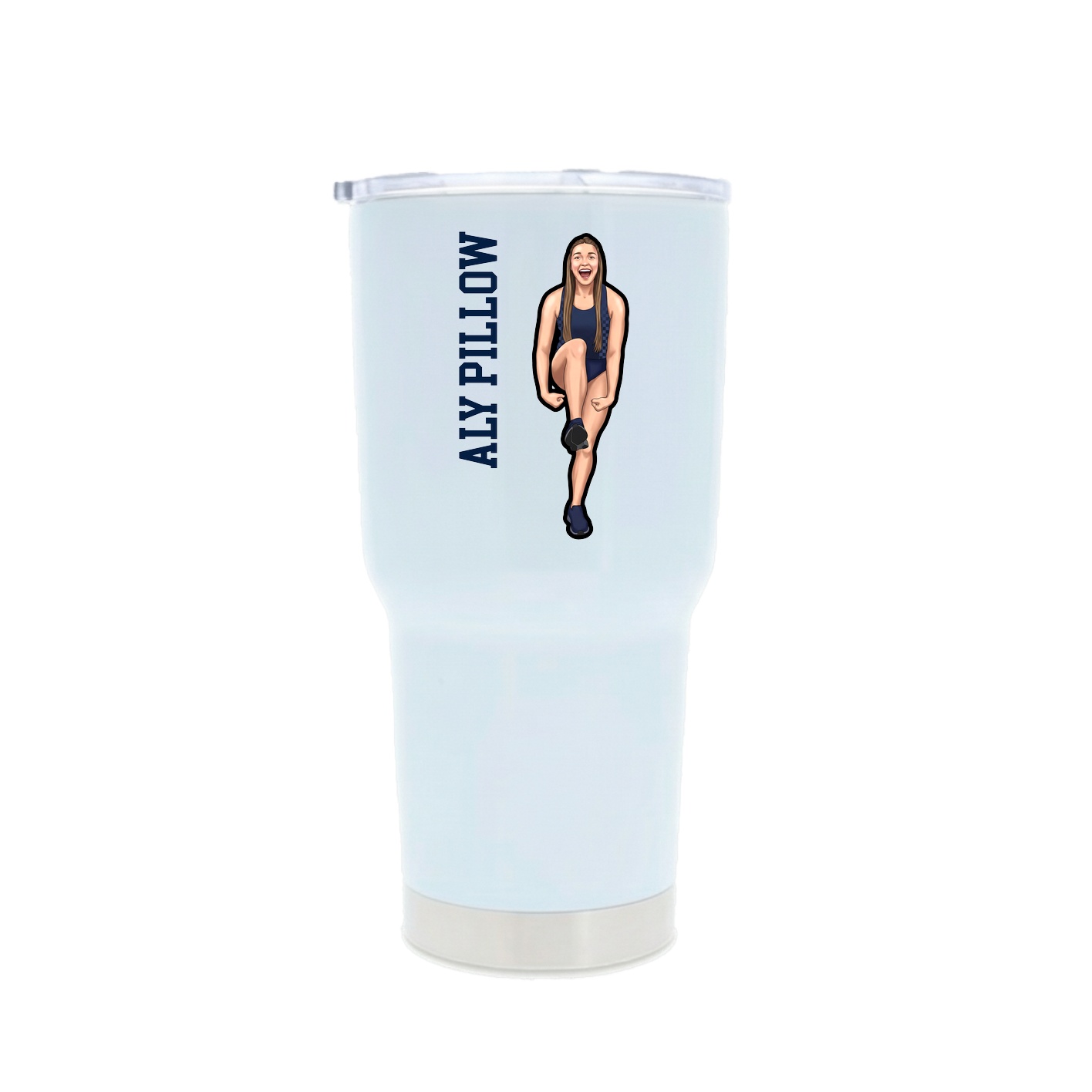 30oz Stainless Steel Tumbler — Name Vertical in White