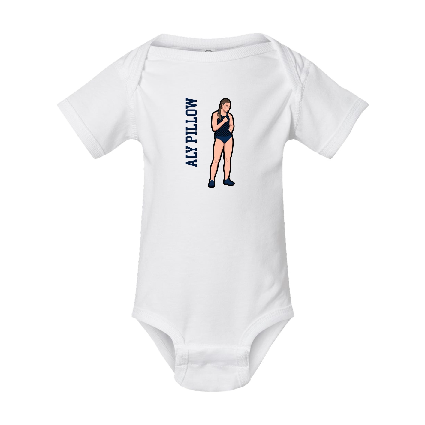 Baby Onesie — Name Vertical in White