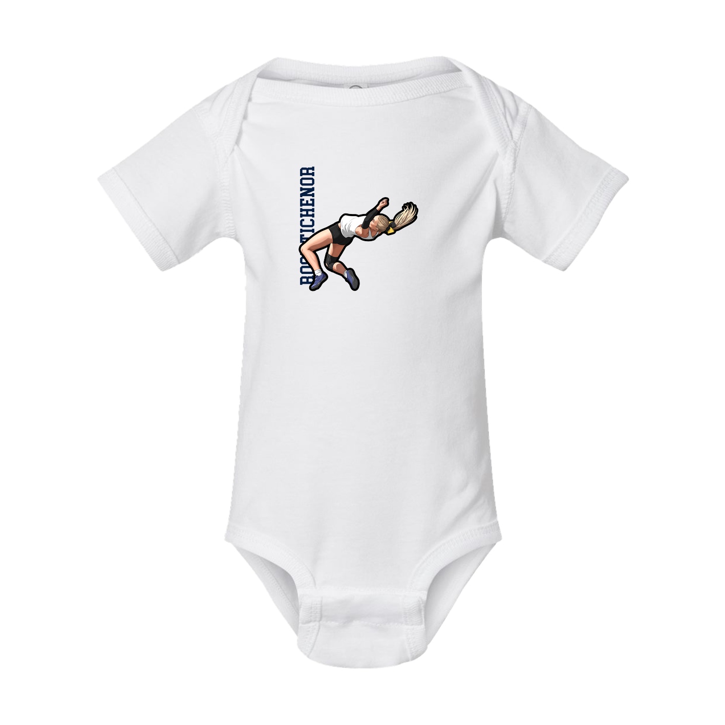 Baby Onesie — Name Vertical in White