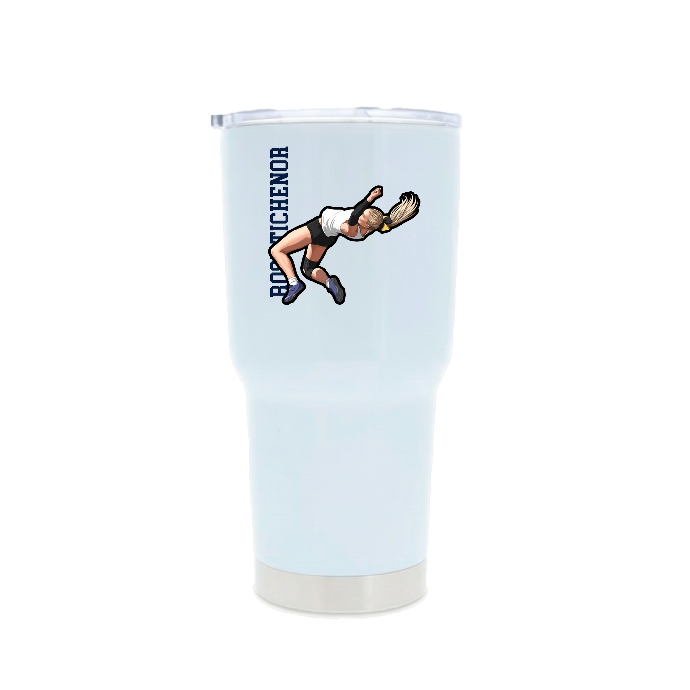 30oz Stainless Steel Tumbler — Name Vertical in White