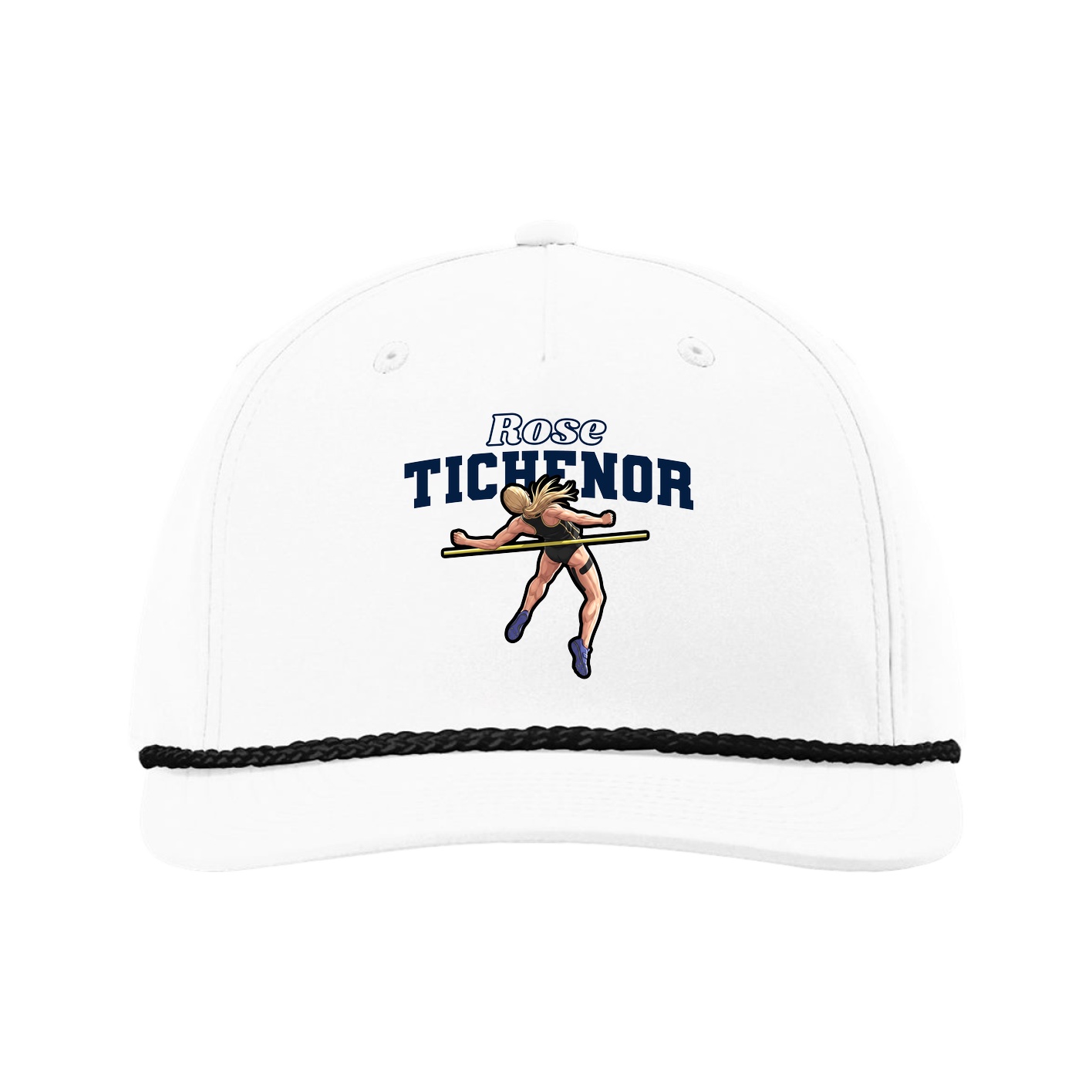 Five-Panel Classic Rope Cap — Name Arch in White