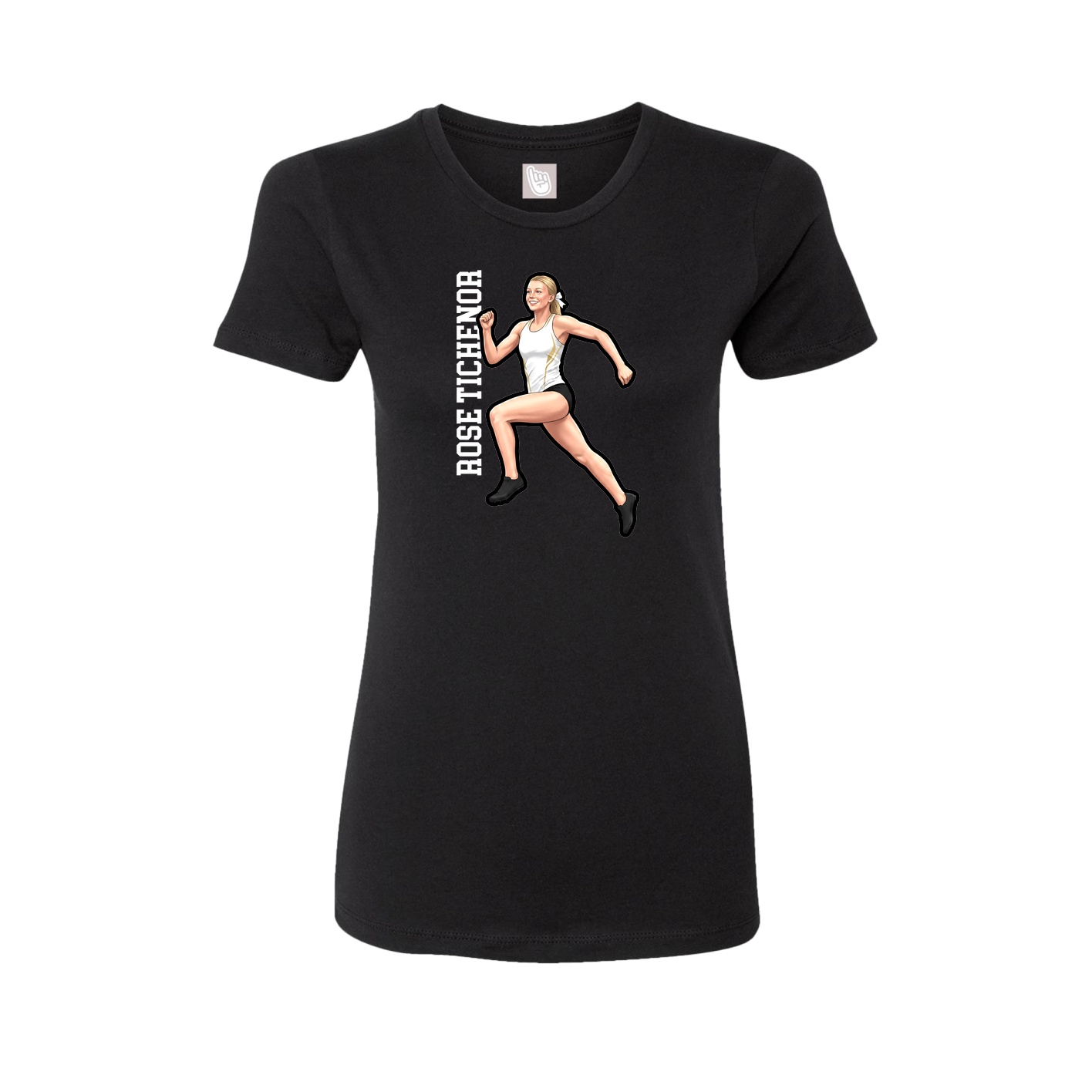 Fitted Women's Tee — Name Vertical in Black