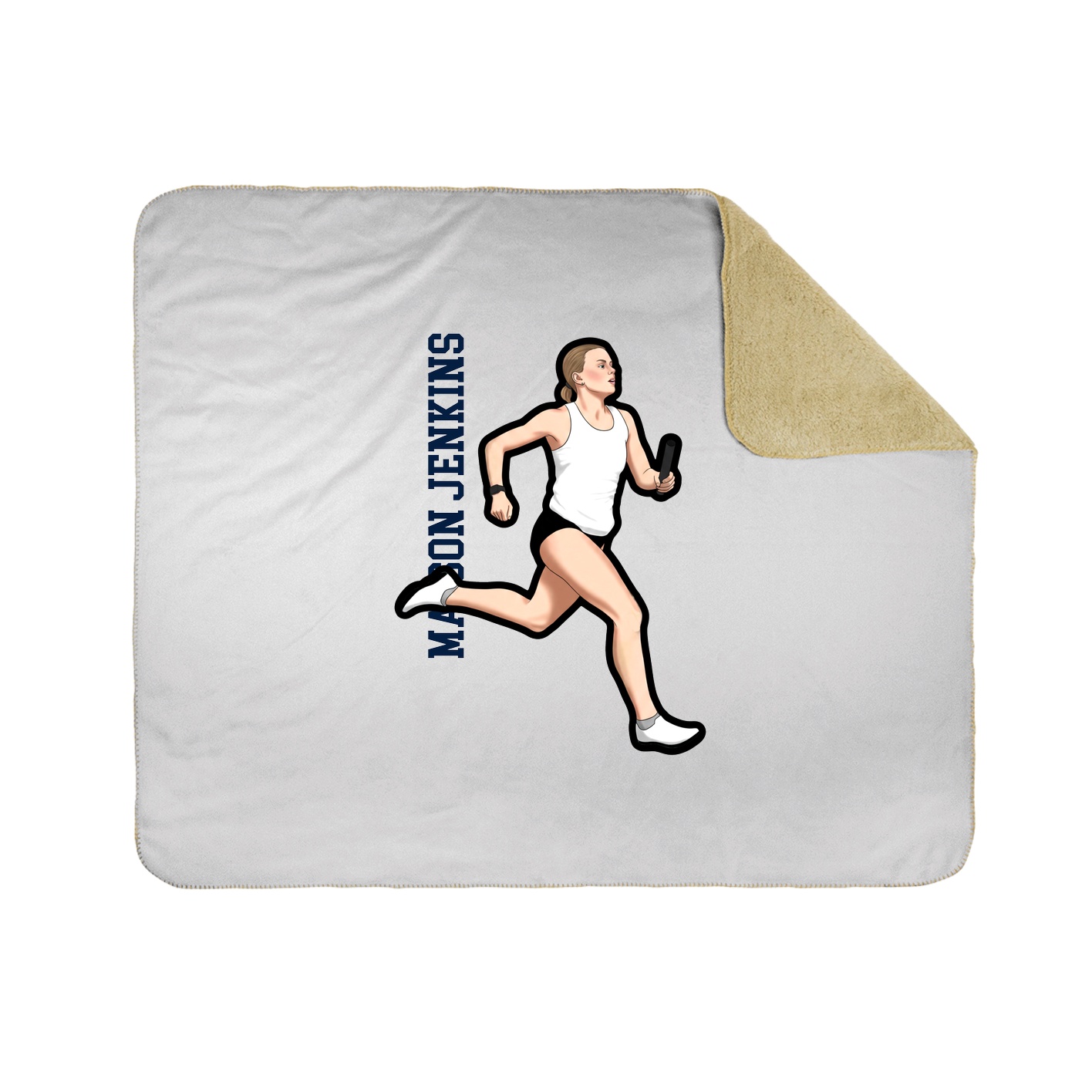 Throw Blanket — Name Vertical in White