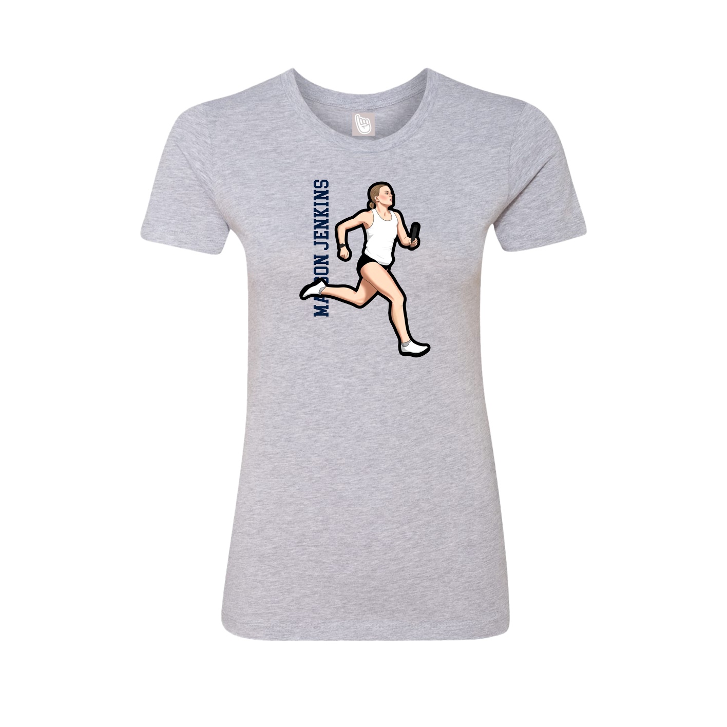 Fitted Women's Tee — Name Vertical in Grey