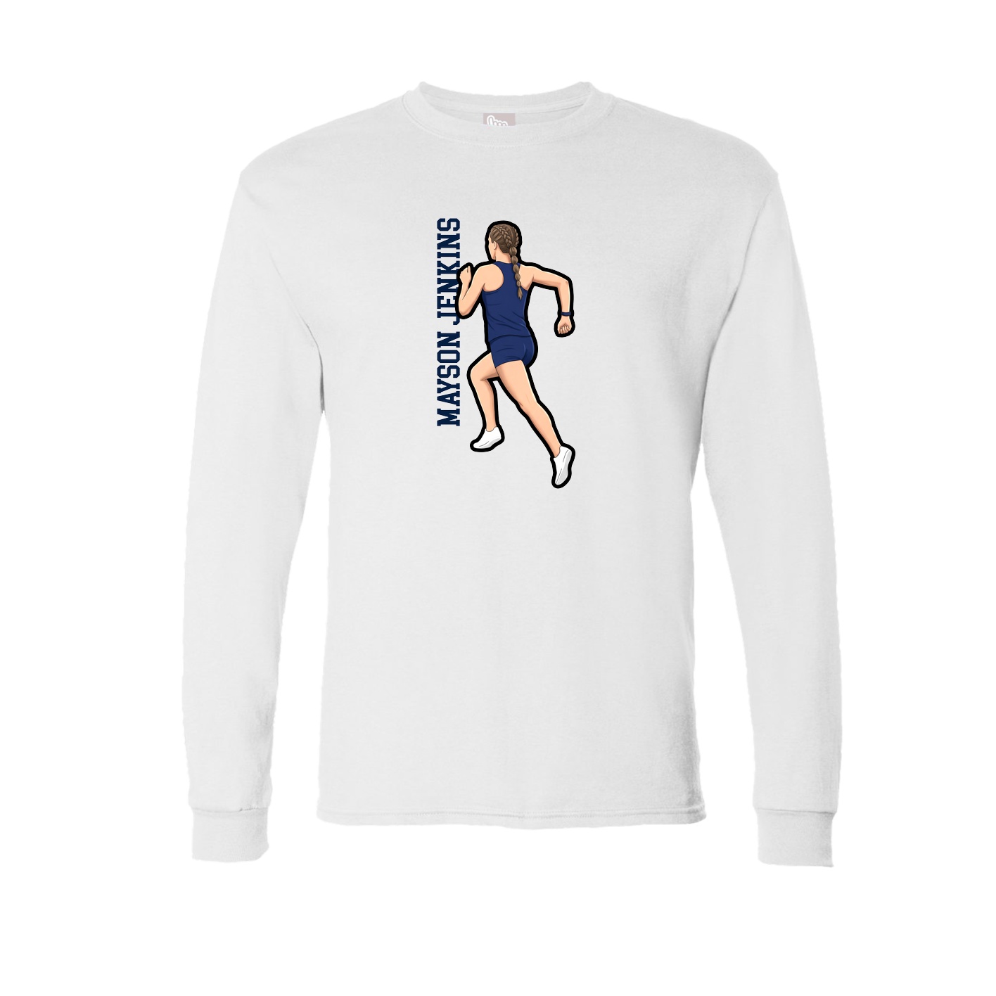 Long Sleeve Tee — Name Vertical in White