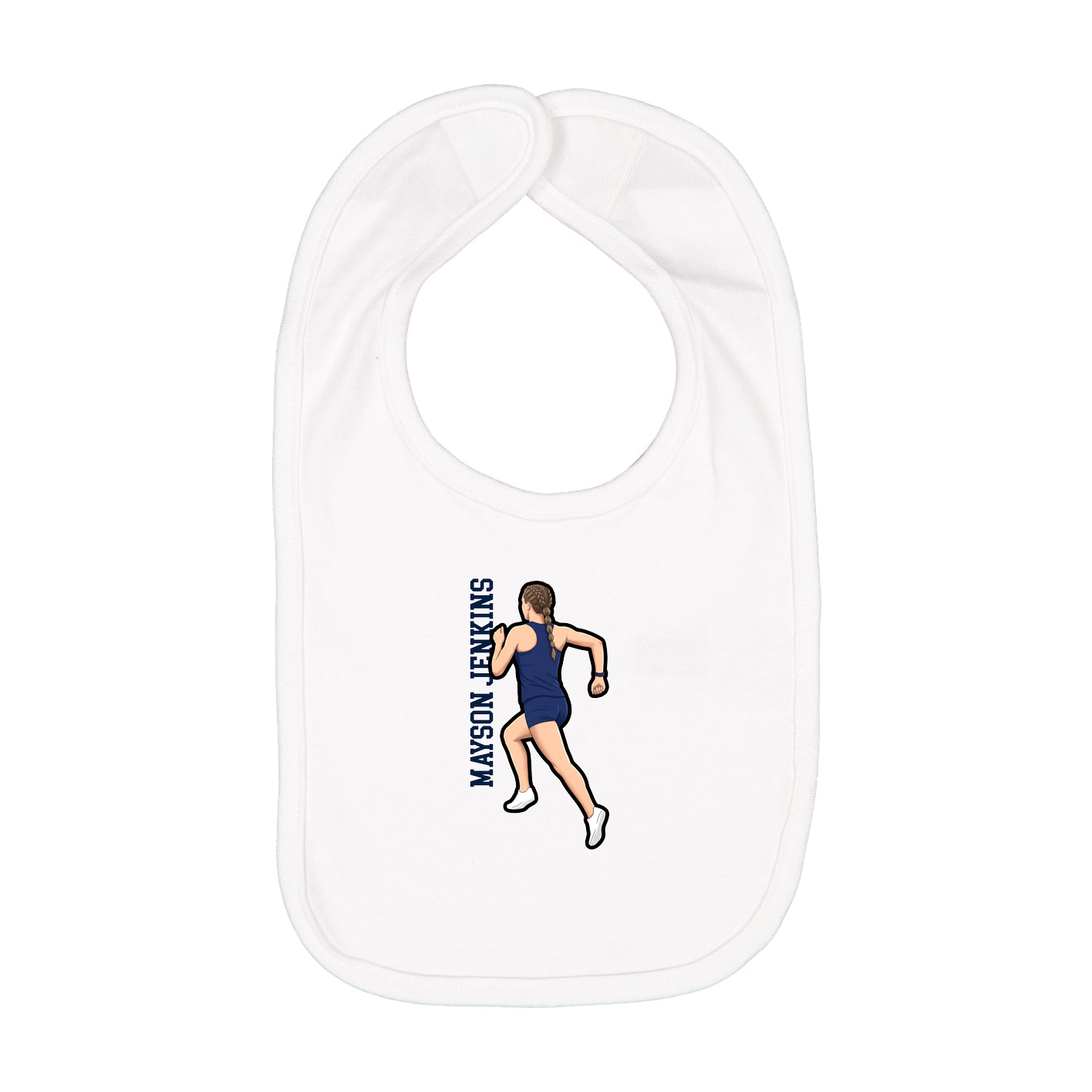Infant Bib — Name Vertical in White
