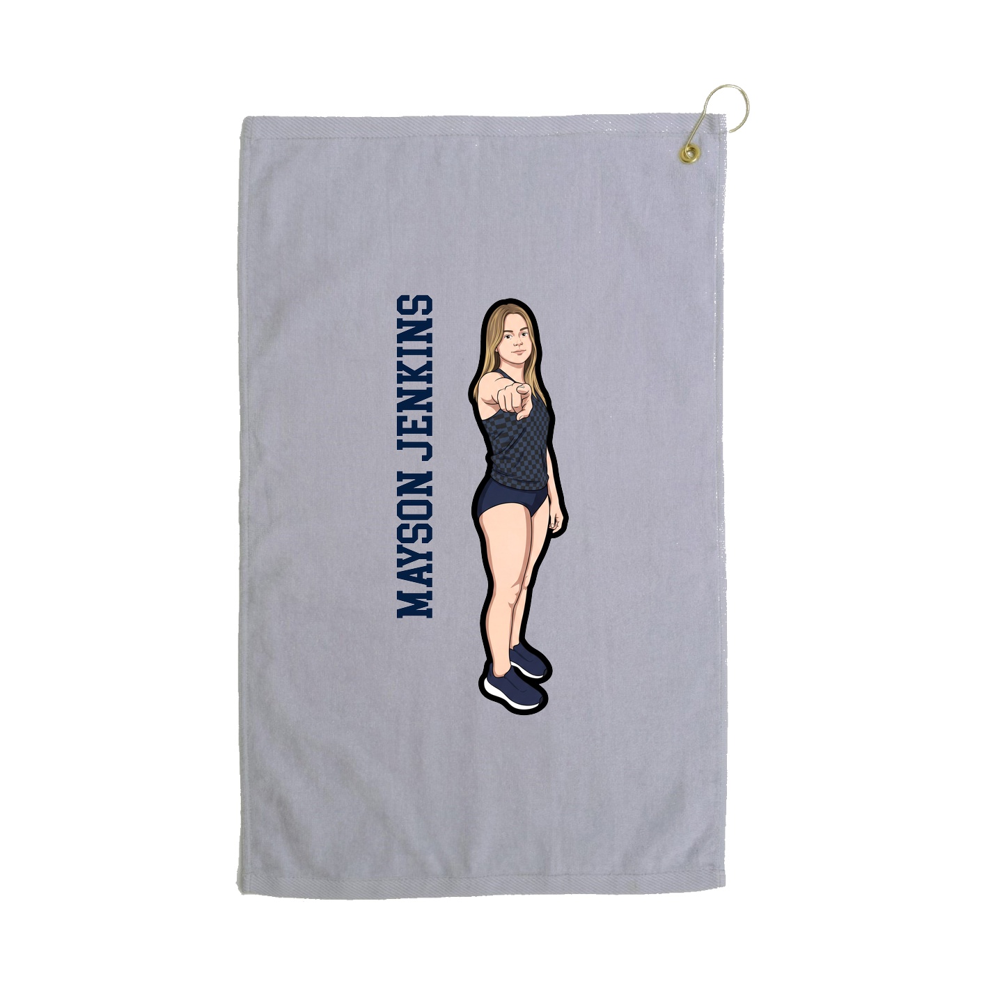 Golf Towel — Name Vertical in Grey