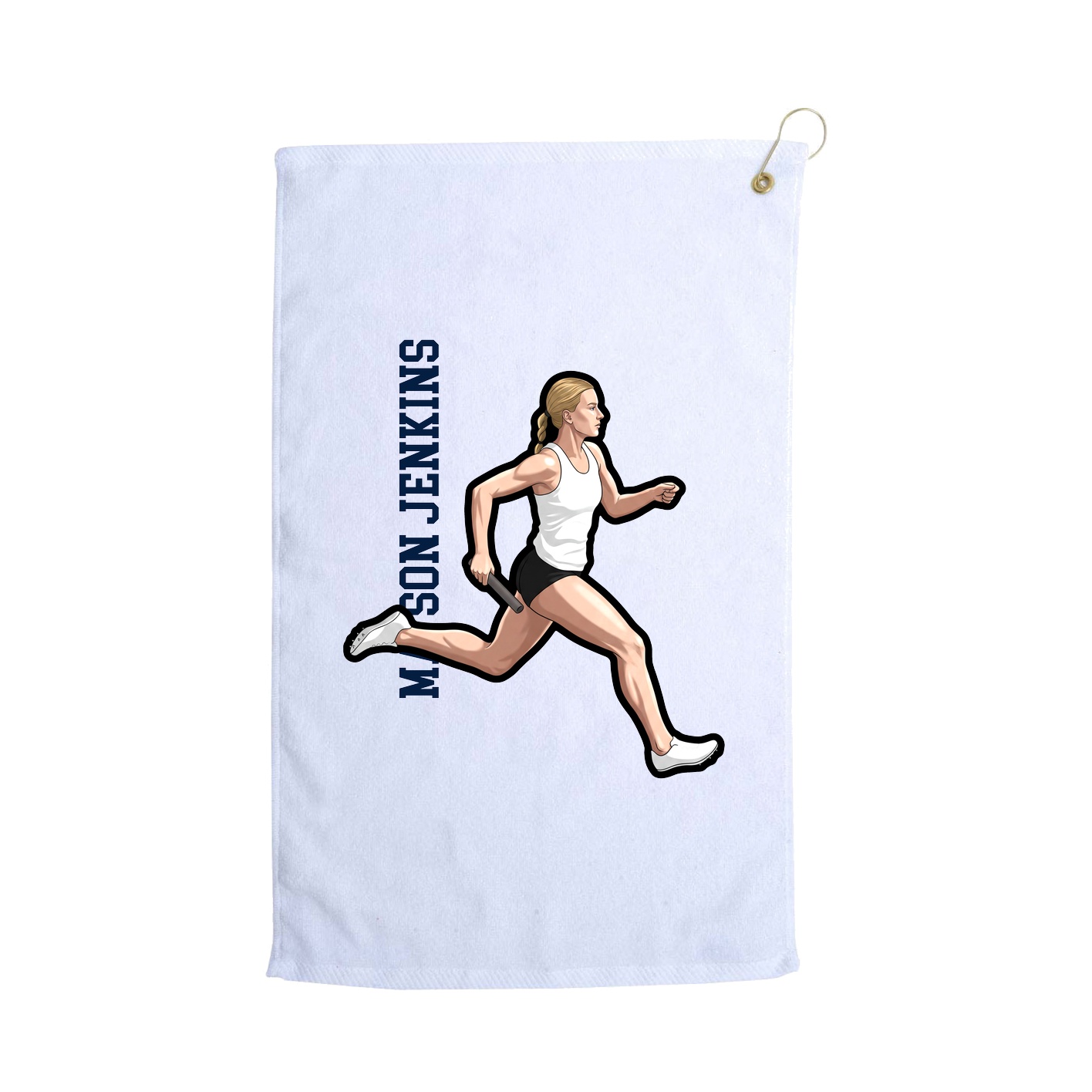 Golf Towel — Name Vertical in White